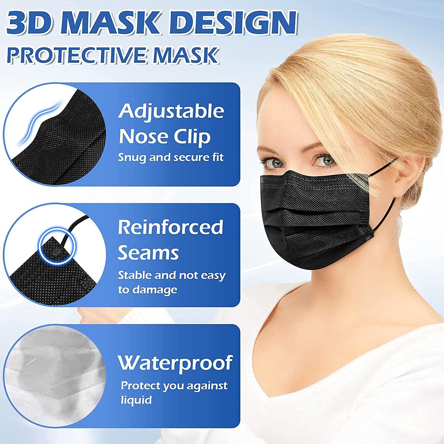 Individually Sealed Black Disposable Face Mask