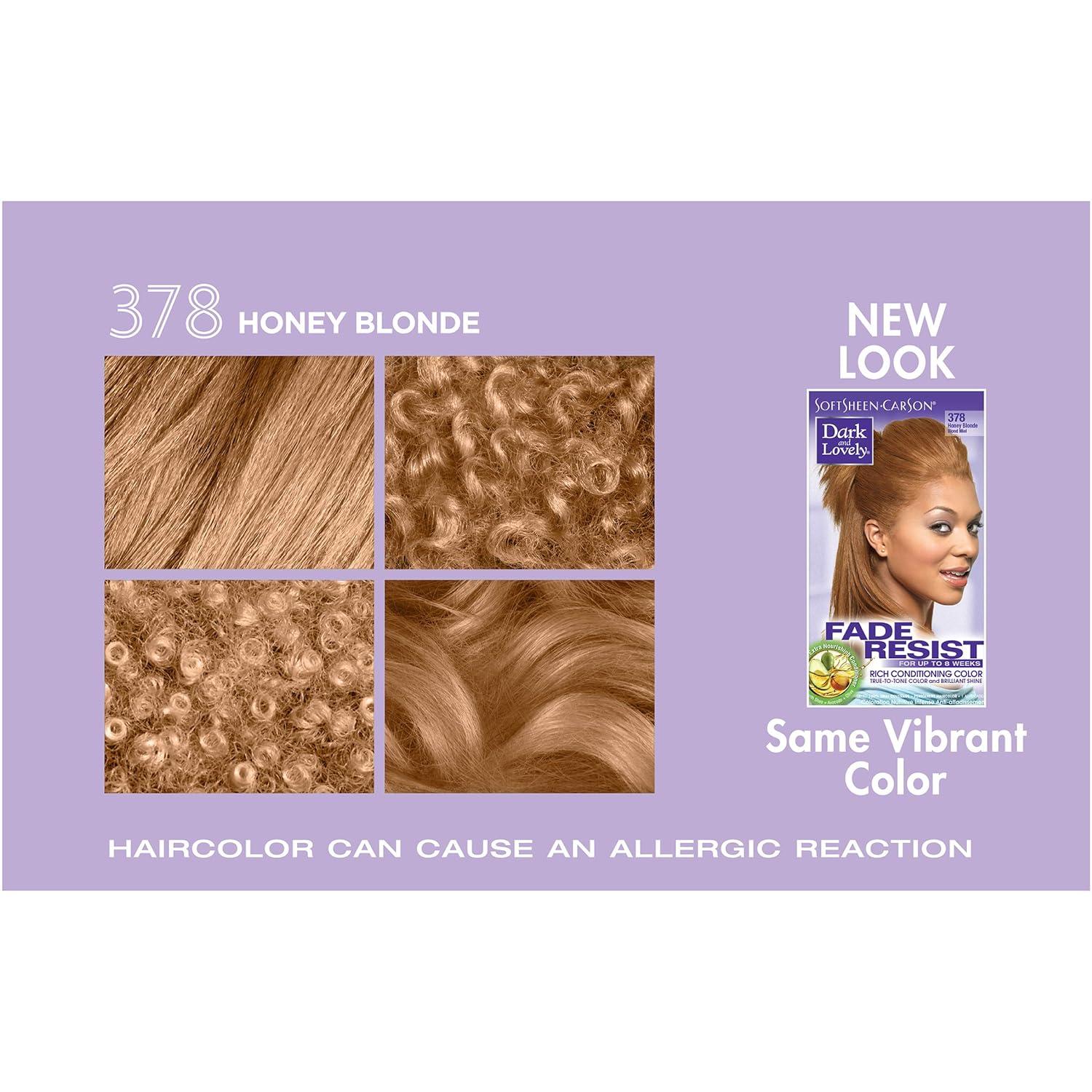 SoftSheen-Carson Dark and Lovely Fade Resist Rich Conditioning Hair Color  Permanent Hair Color Up To 100 percent Gray Coverage Brilliant Shine with  Argan Oil and Vitamin E Honey Blonde Honey Blonde 378