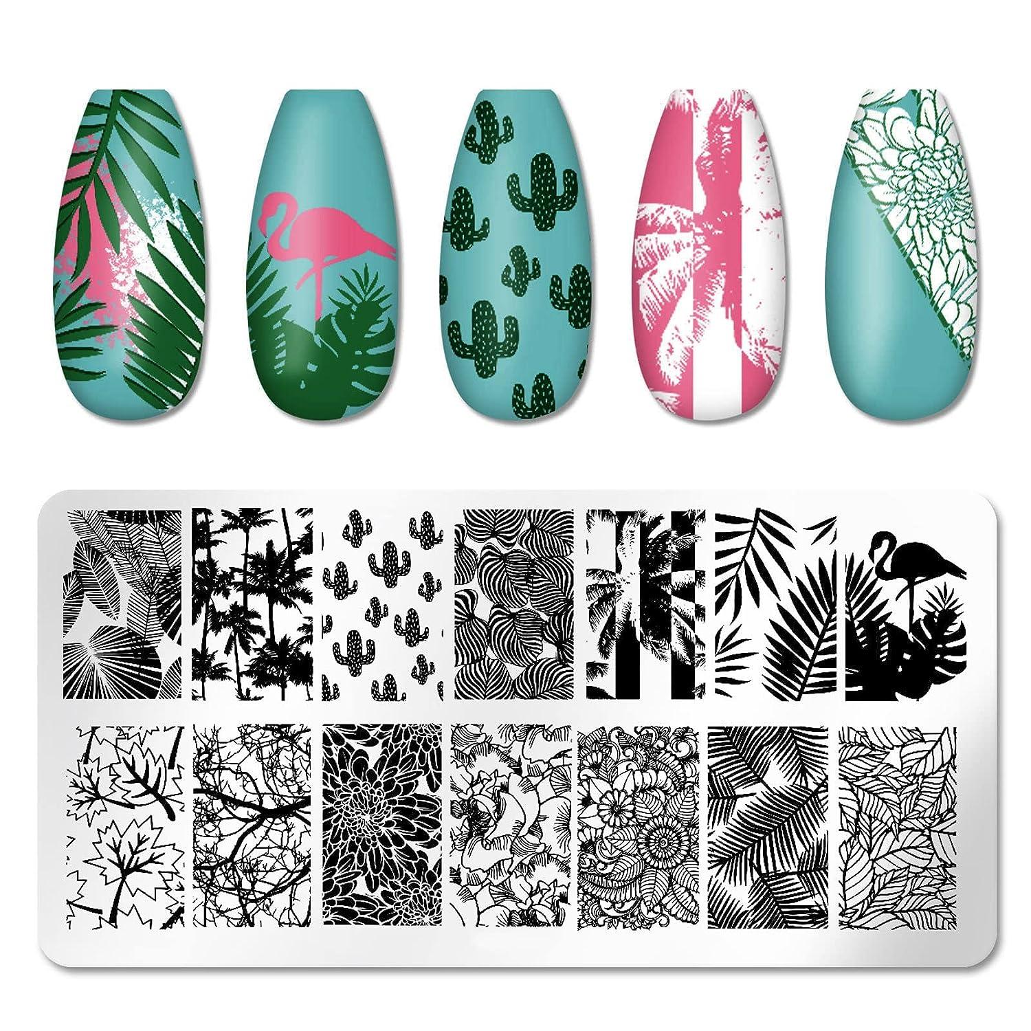 Nail Stamping Plate, DANNEASY 6 Pieces Nail Stamp Nail Stencils Flower Leaf  Heart Stamping Plates For Nails Nail Design Kit Manicure Template Set