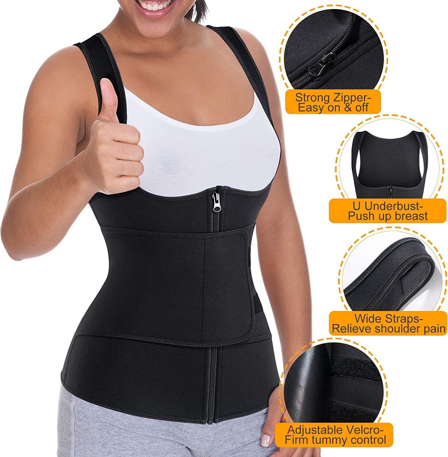 YouLoveIt Women Corset Waist Trainer Vest Tummy Control Body Shaper Top  Vest Slimming Waist Cincher Workout Shapewear Tank Top Vest Sauna Shaper 