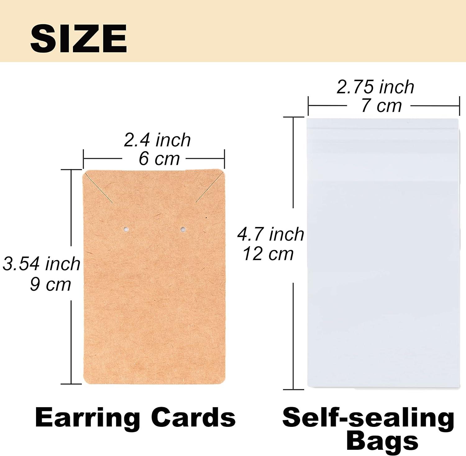 200 Pieces Earring Cards with 200 Pieces Packaging Earring Bags Earring  Display Cards Necklace Bracelet Jewelry Holder Cards