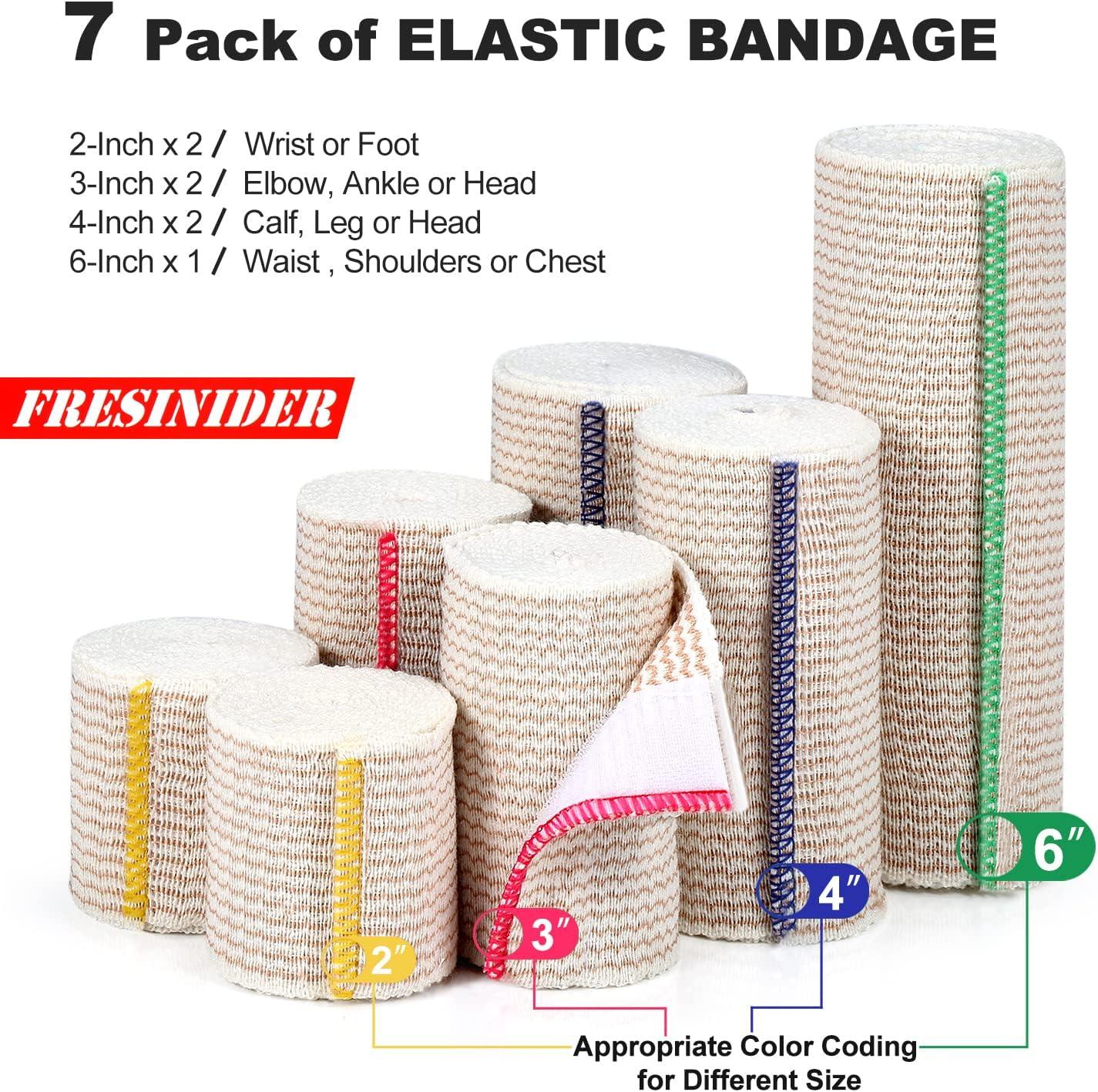 FRESINIDER Premium Elastic Bandage Wrap 4 Pack 6 Cotton Latex Free