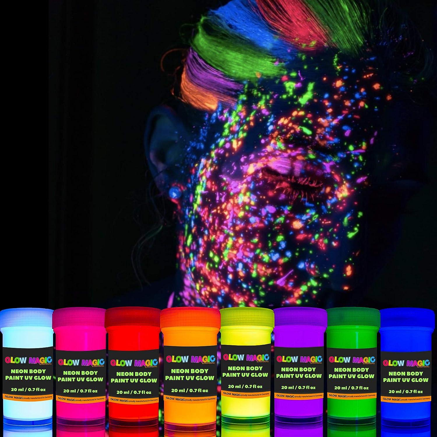 Neon Nights Ultraviolet | UV | Black Light | Fluorescent Glow Fabric Paint - Set of 8