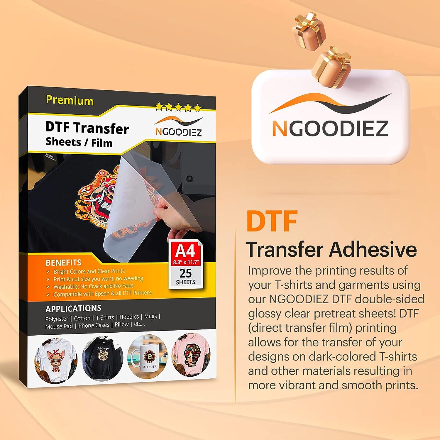 NGOODIEZ DTF Powder Digital Transfer - Hot Melt Adhesive, DTF Pretreat Transfer Powder for Direct Printing on Any Colored/White Fabric, Adhesive