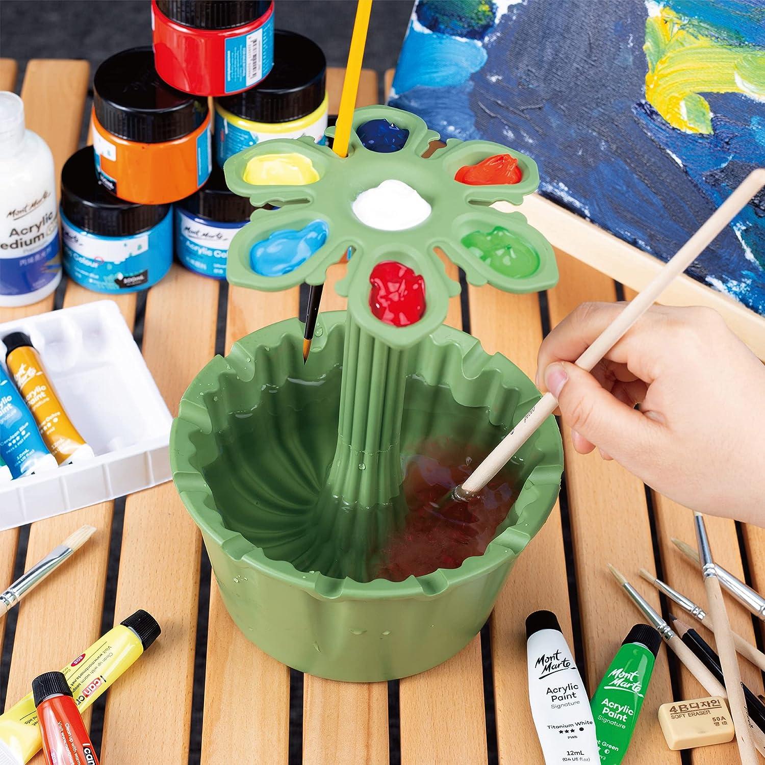 1pc Three-in-one Palette Color Box And Brush Washing Bucket Art Set, With Paint  Brush Organizer, Palette Box And Brush Cleaner