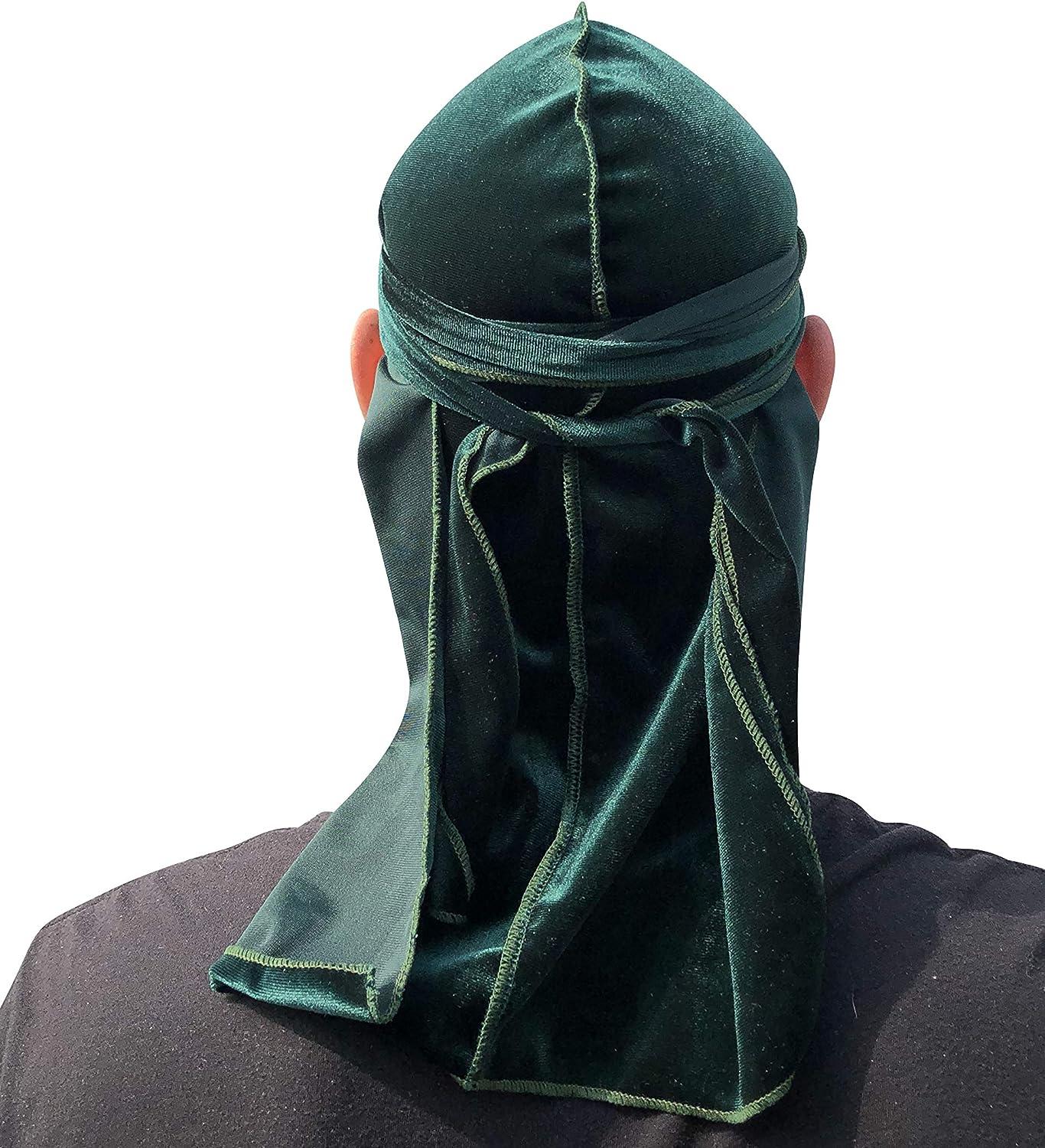 Velvet Durag - Head Wrap 360 Waves Designer Quality Lasts Forever Multiple  Styles Dark Green