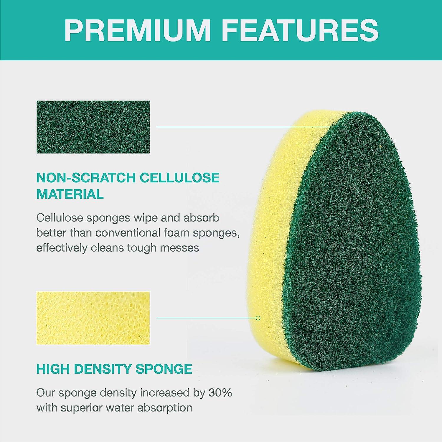 Heavy Duty Dish Sponges Wand, Kitchen Dishes Scrubber Sponge Long Handle  Dish Brush, Scrub Sponge for Washing Bowl, Pot, and Sink, Non-Scratch,Green