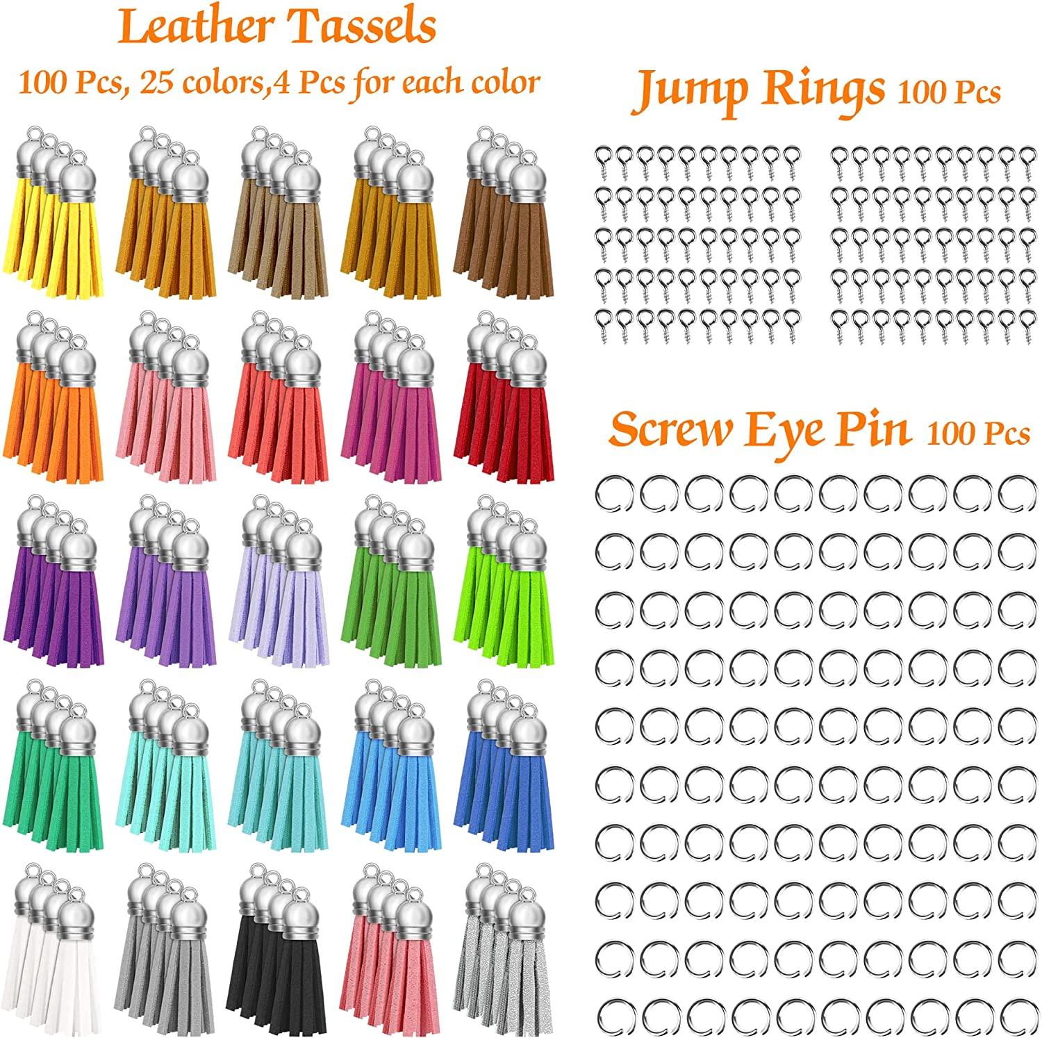 250Pcs/Set Keychain Tassels Bulk Colored Leather Tassel Pendants for DIY  Keychai