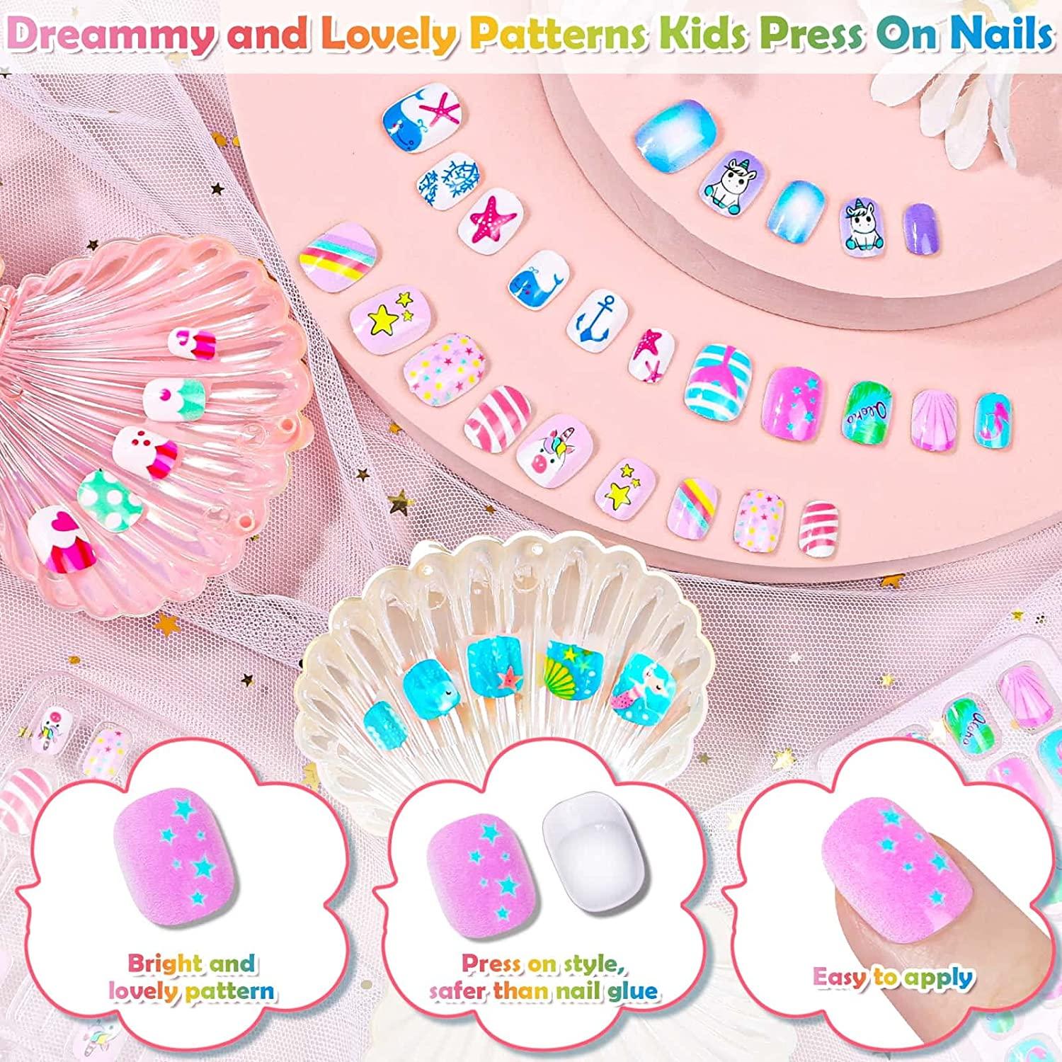 Amazon.com: ookizom Press on Nails for Girls, 24 Pcs Kids False Nails Short Artificial  Fake Nails Cute with Glue Acrylic Nail Kit, False Fingernails for Girls Kids  Nail Decoration (Lively & Energetic) :