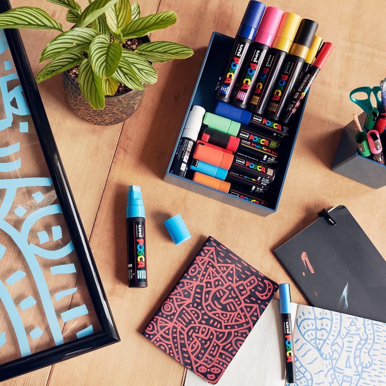 Posca Paint Marker Set - 8 Medium Nib Art Pens for Crafts, Rock Art,  Fabric, and More