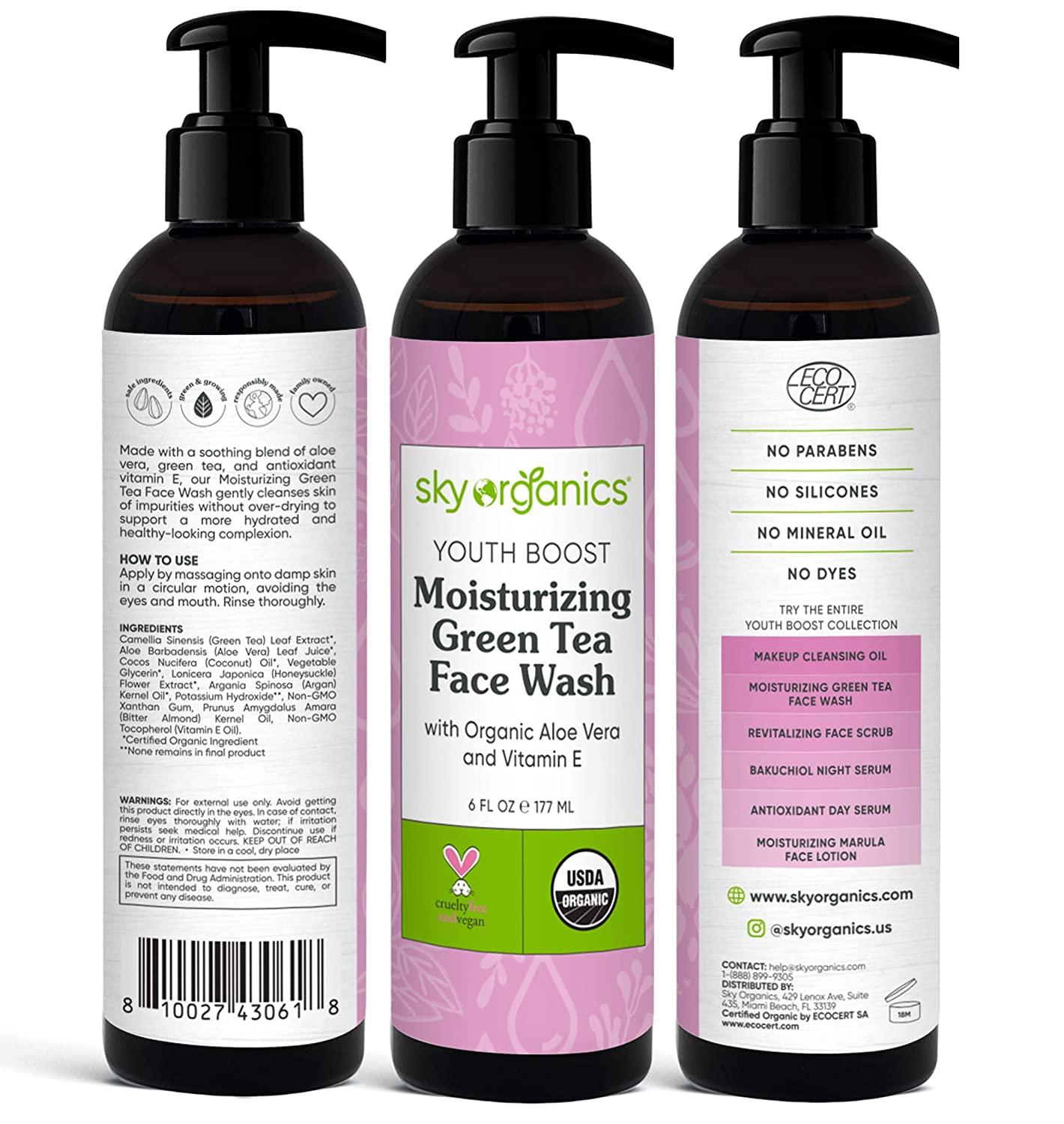 Sky Organics Youth Boost Moisturizing Green Tea Face Wash, 6 fl oz -  Smith's Food and Drug