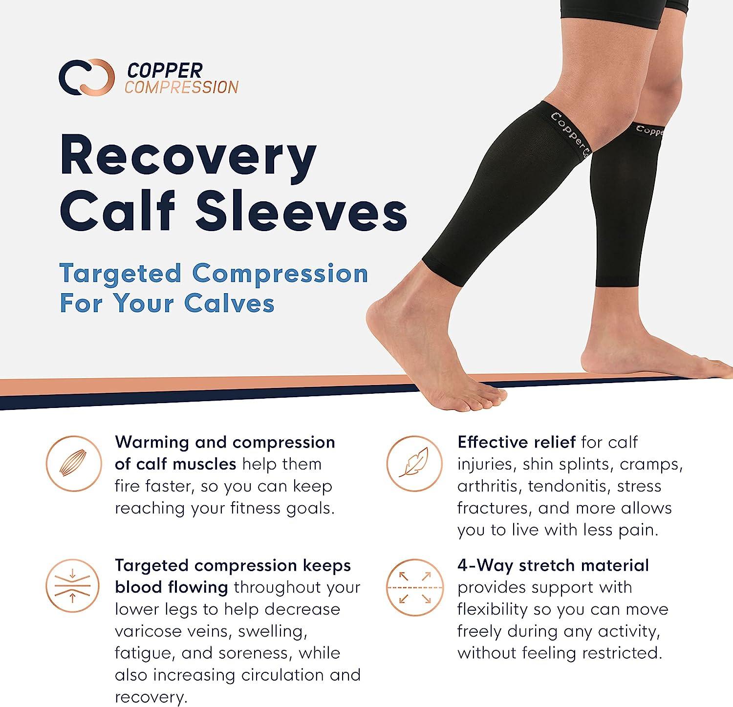  Copper Compression Calf Sleeves - Footless Compression