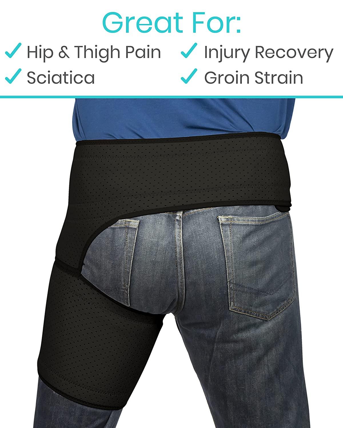 Hip Brace Thigh Hamstring Compression Support Wrap For Hip Flexor Strain,  Groin Pull, SI Joint, Arthritis, Bursitis, Sciatic Nerve For Men Women 