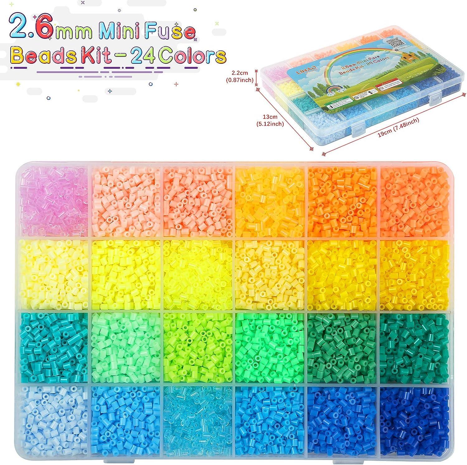 24000 X Fuse Beads Kit, LIHAO 48 Colors 2.6Mm Mini Fuse Beading Kit,  Multicolore