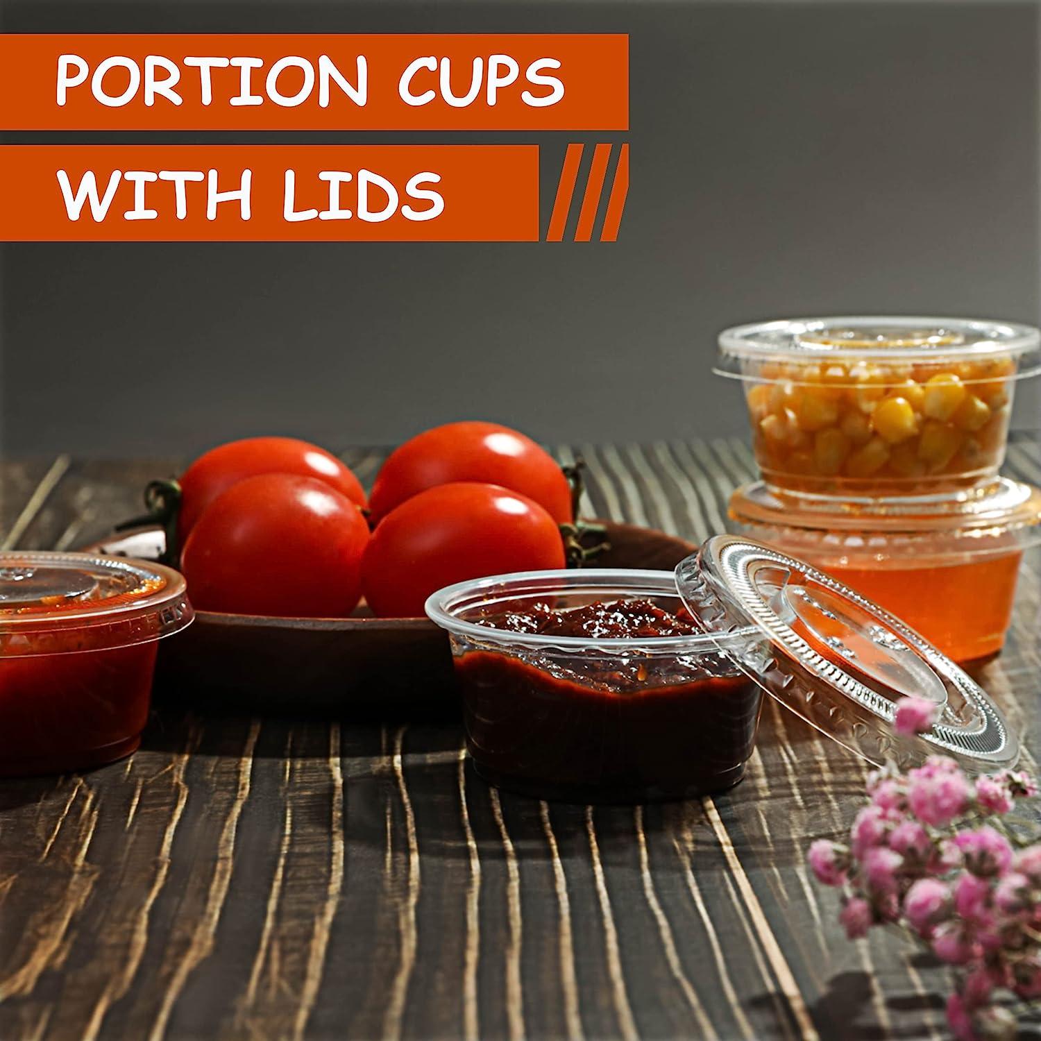 Condiment Cups Containers with Lids- 8 Pk. 1.3 Oz.Salad Dressing
