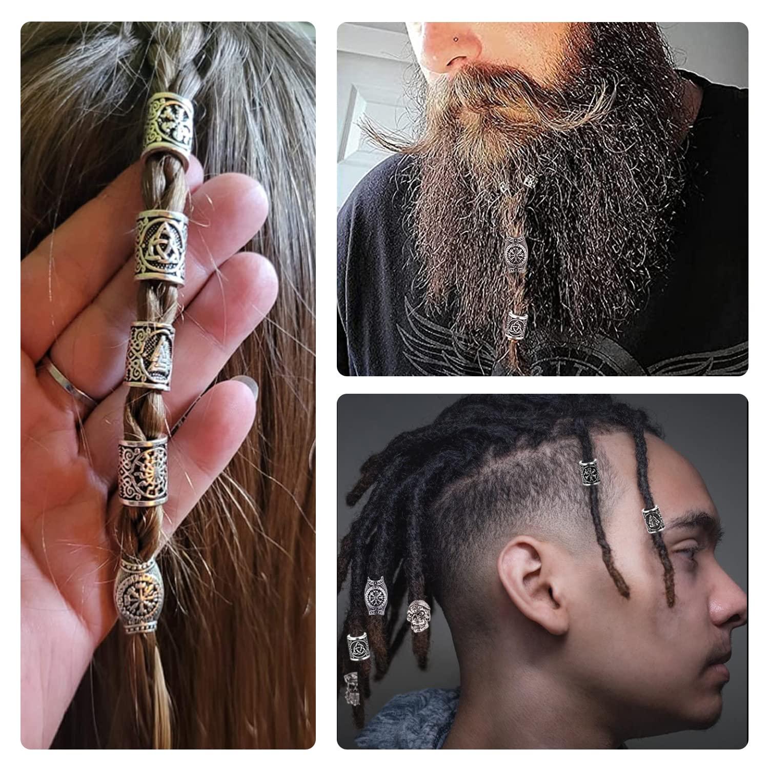 Silver Viking Beard Beads Knot Hair Jewelry Bead Rune Dreadlock Braid FAST
