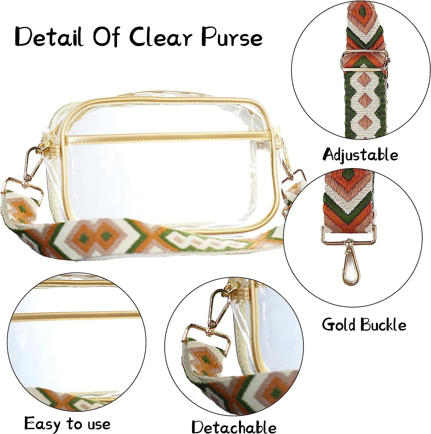 Oufegm Clear Crossbody Purse Bag for Women Stadium Approved Clear