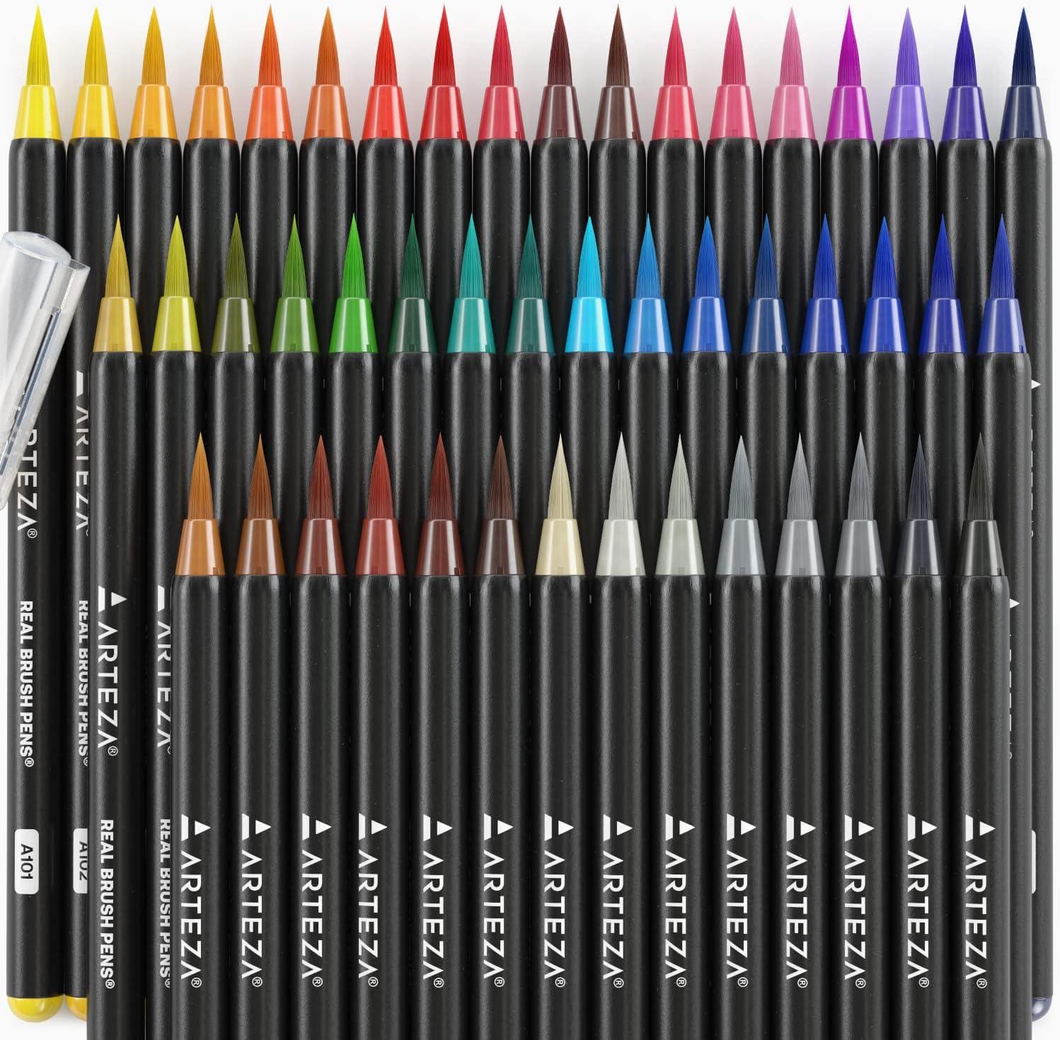 Arteza Real Brush Pens, 12 Paint Markers with Flexible Brush Tips, Professional