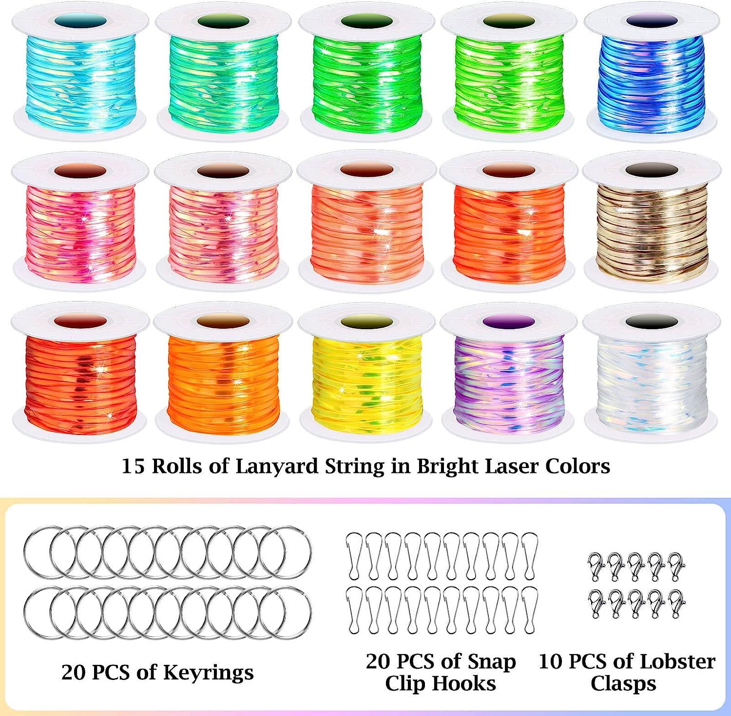  Lanyard String Kit, Cridoz 6Pack Plastic Lacing Cord Gimp  String Lanyard Weaving Kit for Bracelets, Keychains, Crafts