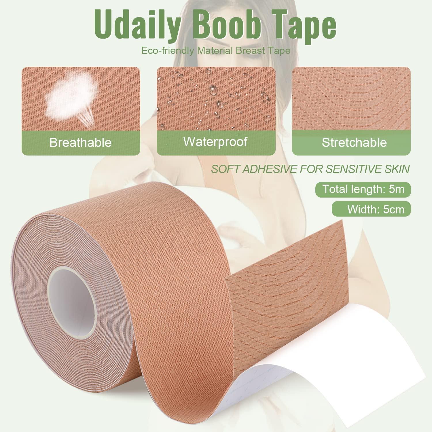 Boob Tape, Boobytape For Breast Lift, Bob Tape For Large Breast, Breathable  Push Up Tape, Used Along With 2 Pair Reusable Silicone Covers Nude