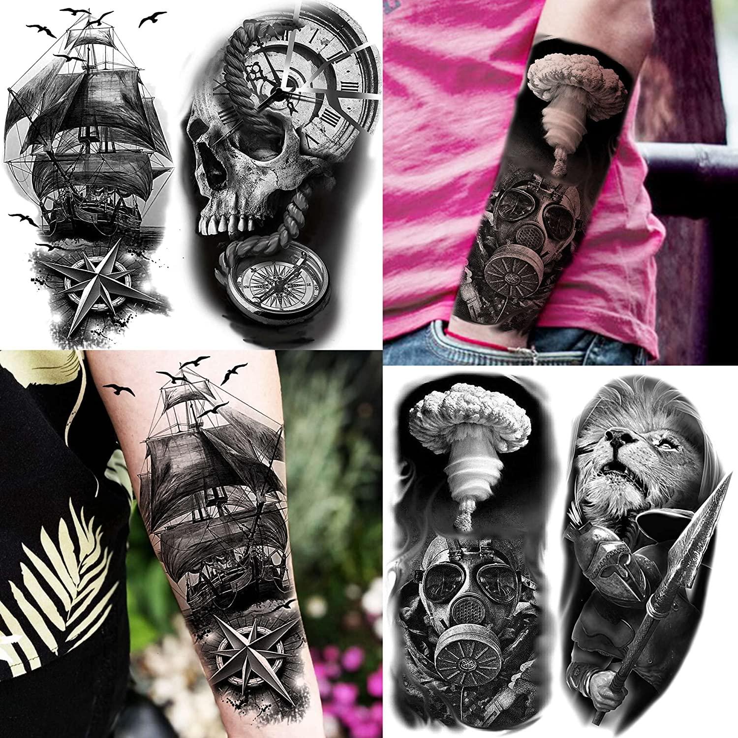 Bilizar 62 Sheets Scary Vampire Skeleton Temporary Tattoos For Men Women Adults Halloween Skull 