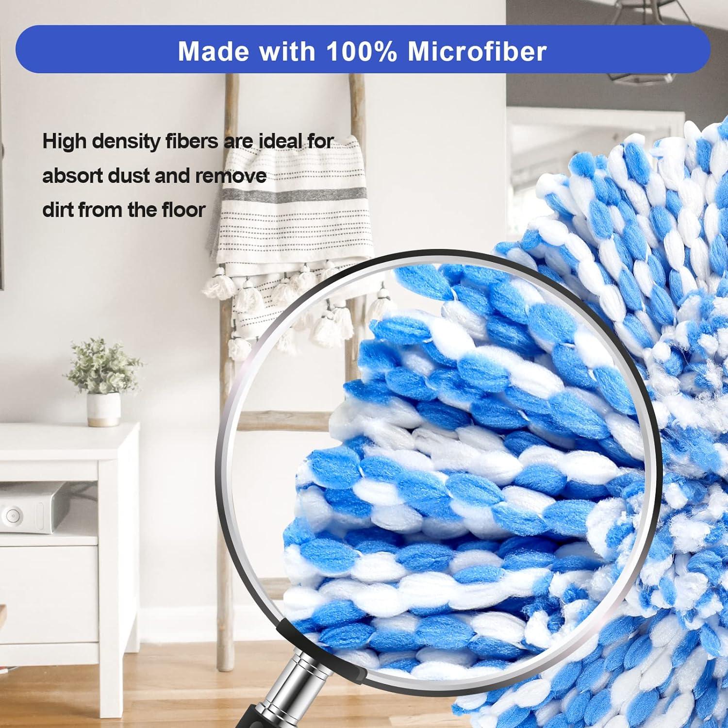 4Pack Spin Mop Replacement Head - 2 Tank RinseClean Spin Mop Replace Head  Refills, Blue Microfiber Mop Head Replacement Compatible with O-cedar Mop