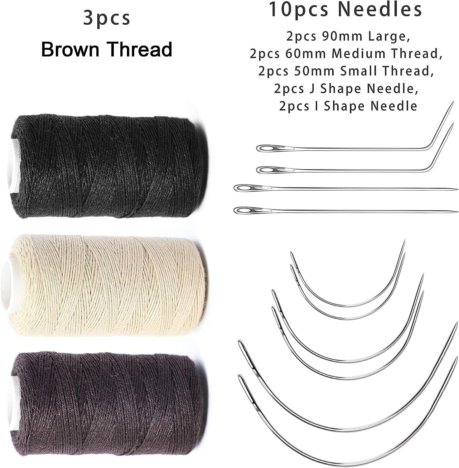 Hair Weave Needle and Thread Set, Black Hair Weft Weave Extension Sewing,  Thread and Wig C Curved Needles I Shape J Shape Curved Needles with 1  Sewing
