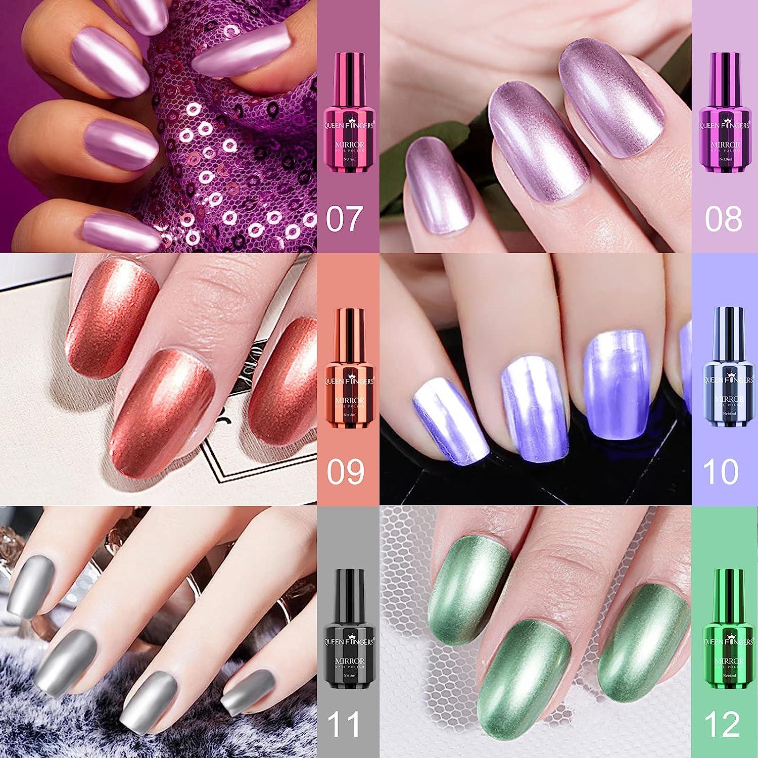 Buy Beromt Mirror Nail Polish Multicolor, Metallic Chrome Nail Polish Set  of 2-304,303 Online at Low Prices in India - Amazon.in