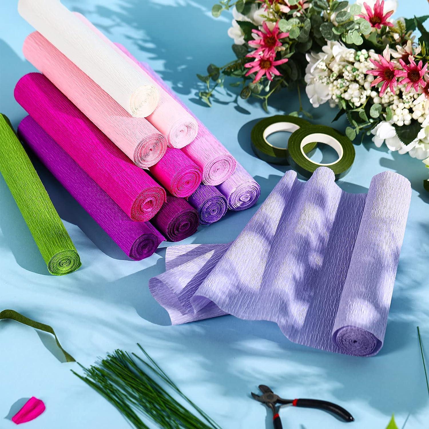 12 Rolls 8 Feet Crepe Paper Sheets Rolls 10 Inch Crepe Paper Streamer 103  Pcs Floral Arrangement Kit Green Floral Tape Floral Wire Stems Wire Cutter