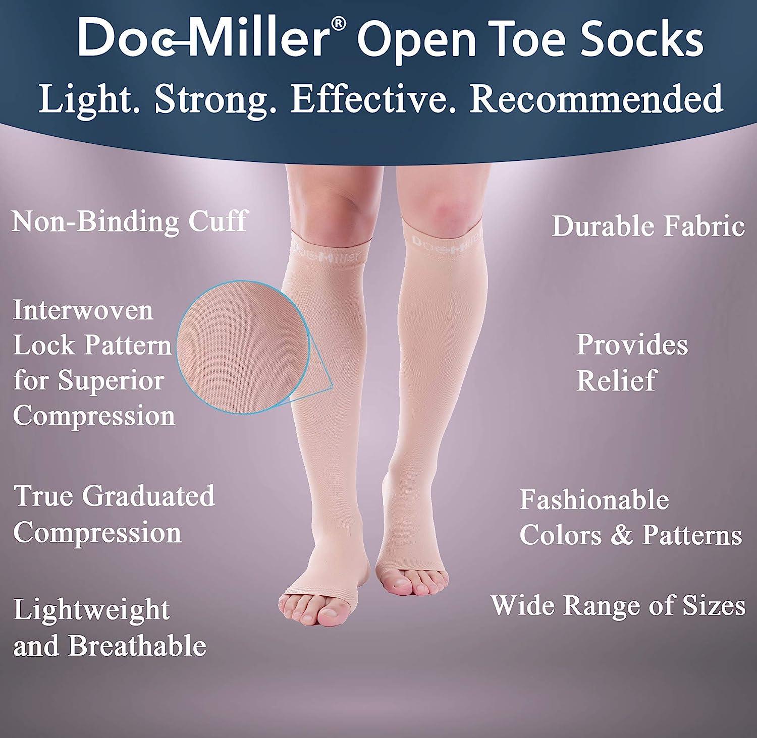  Doc Miller Calf Compression Sleeve Men and Women 20-30 mmHg, Shin  Splint Compression Sleeve for Varicose Veins and Maternity 1 Pair ( Black  Blue Blue, Large) : Health & Household
