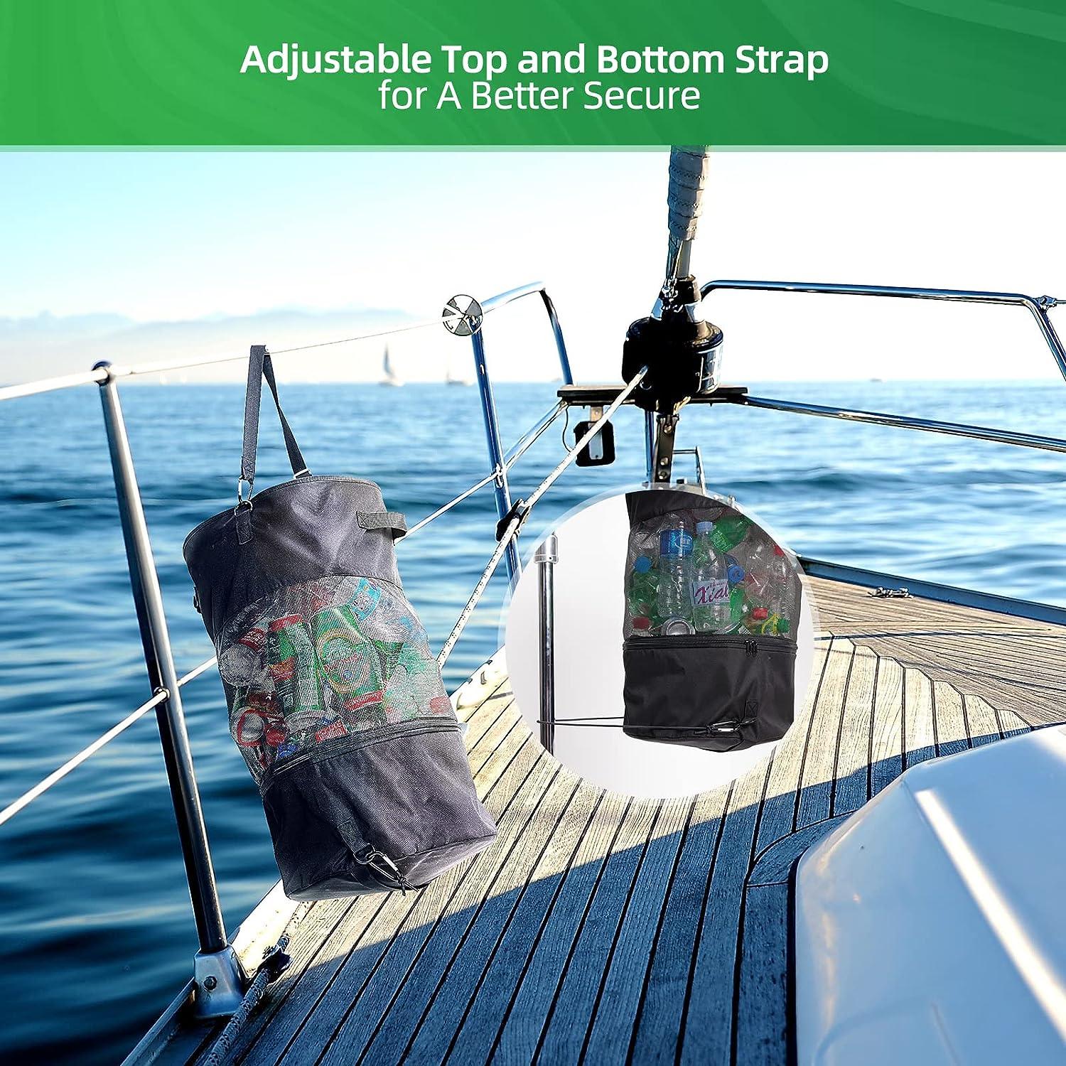 EZAKIE Boat Trash Bag Large Boat Trash Can for 80+ Cans, Boat Trash  Container with Bottom Zipper Opening, Outdoor Boat Garbage Sack Storage Bag  Hanging Portable Mesh Fishing Boat Accessories (Black)