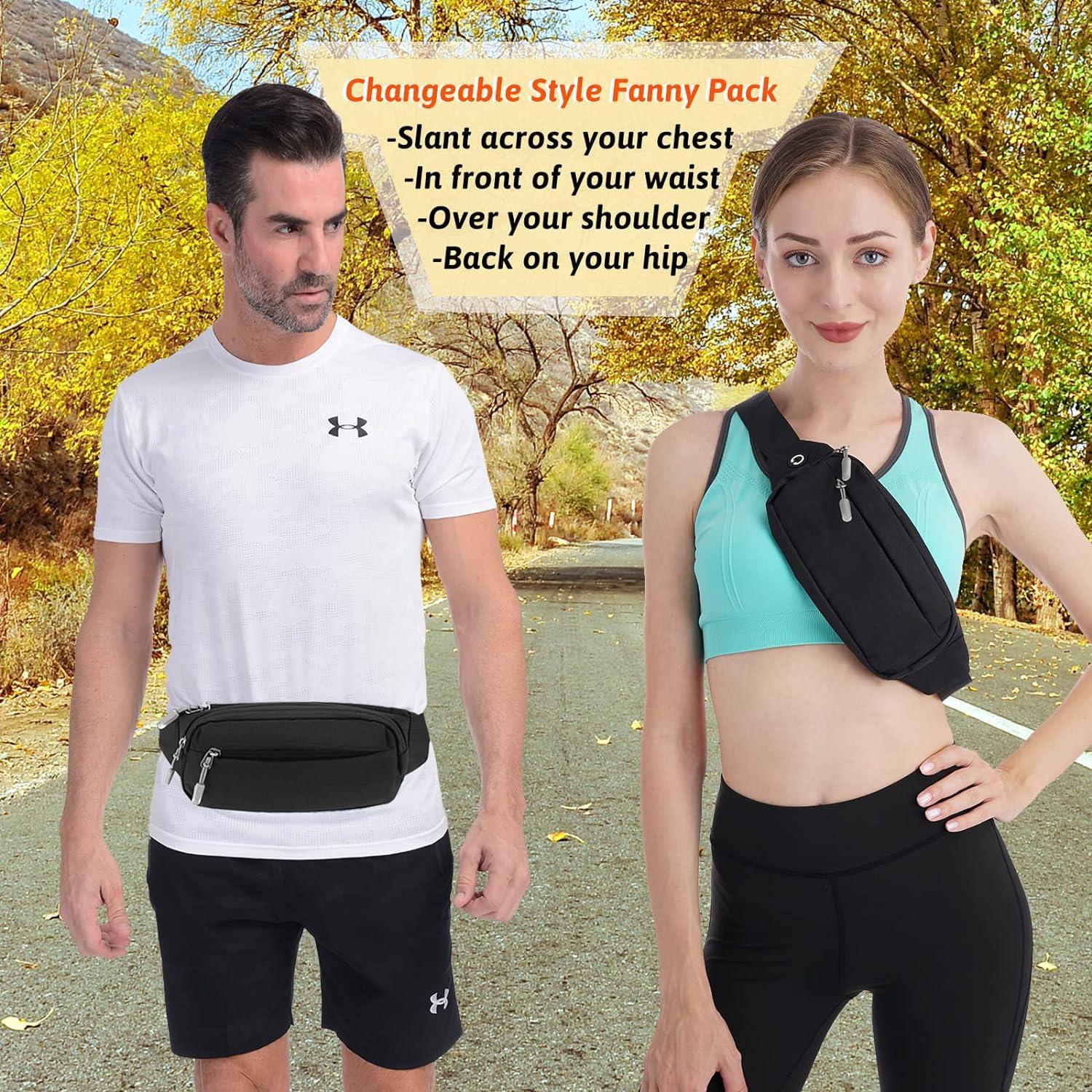 Premium Quality, Unisex Fanny Pack Adjustable Belt, Great  Travel Fanny Packs for Women and Men, Waist Pouch for Workout, Running,  Hiking, Fashion