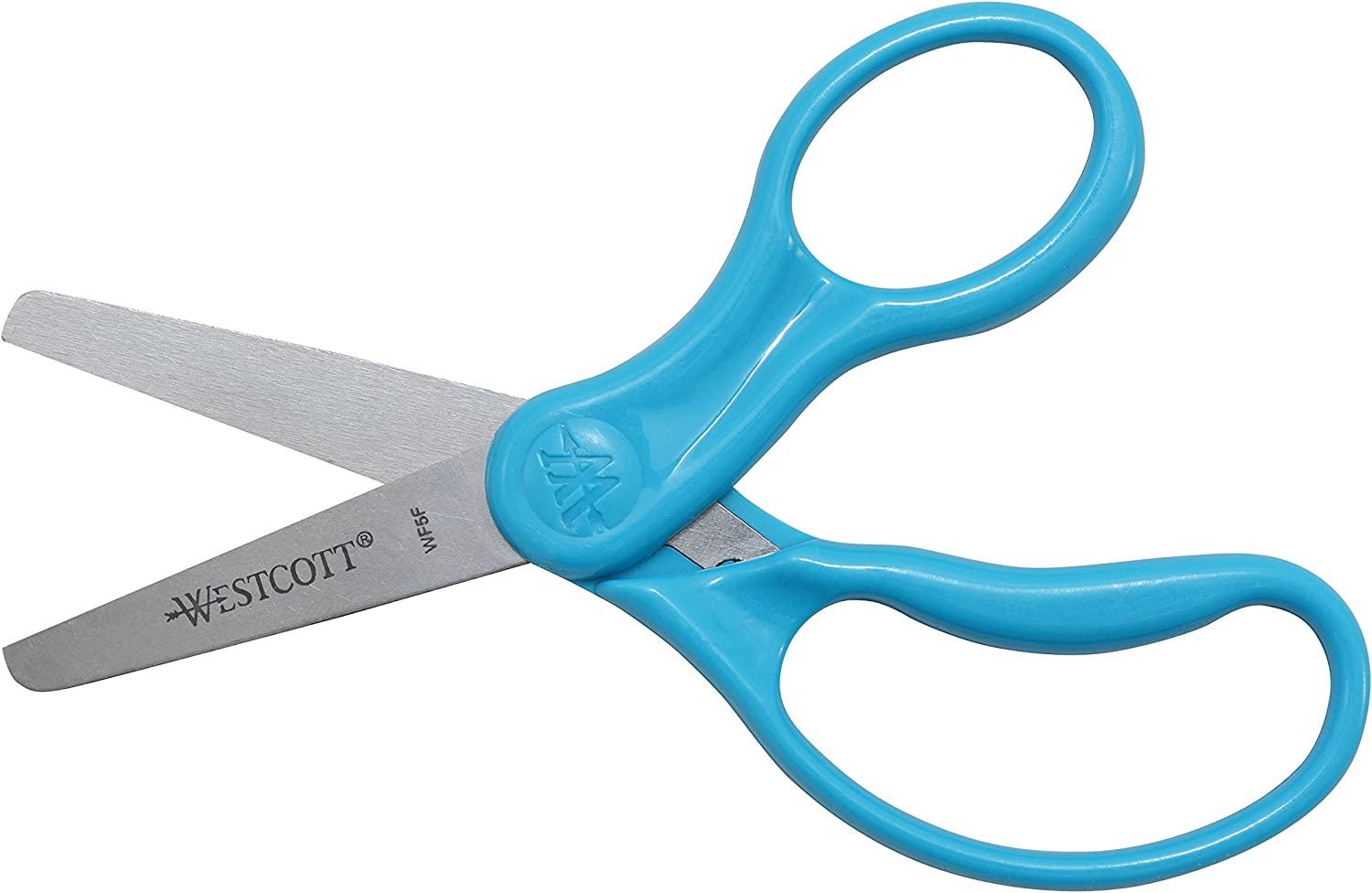 Kids Scissors Blue, Right and Left-Handed 5” Blunt Tip Scissors - By Emraw