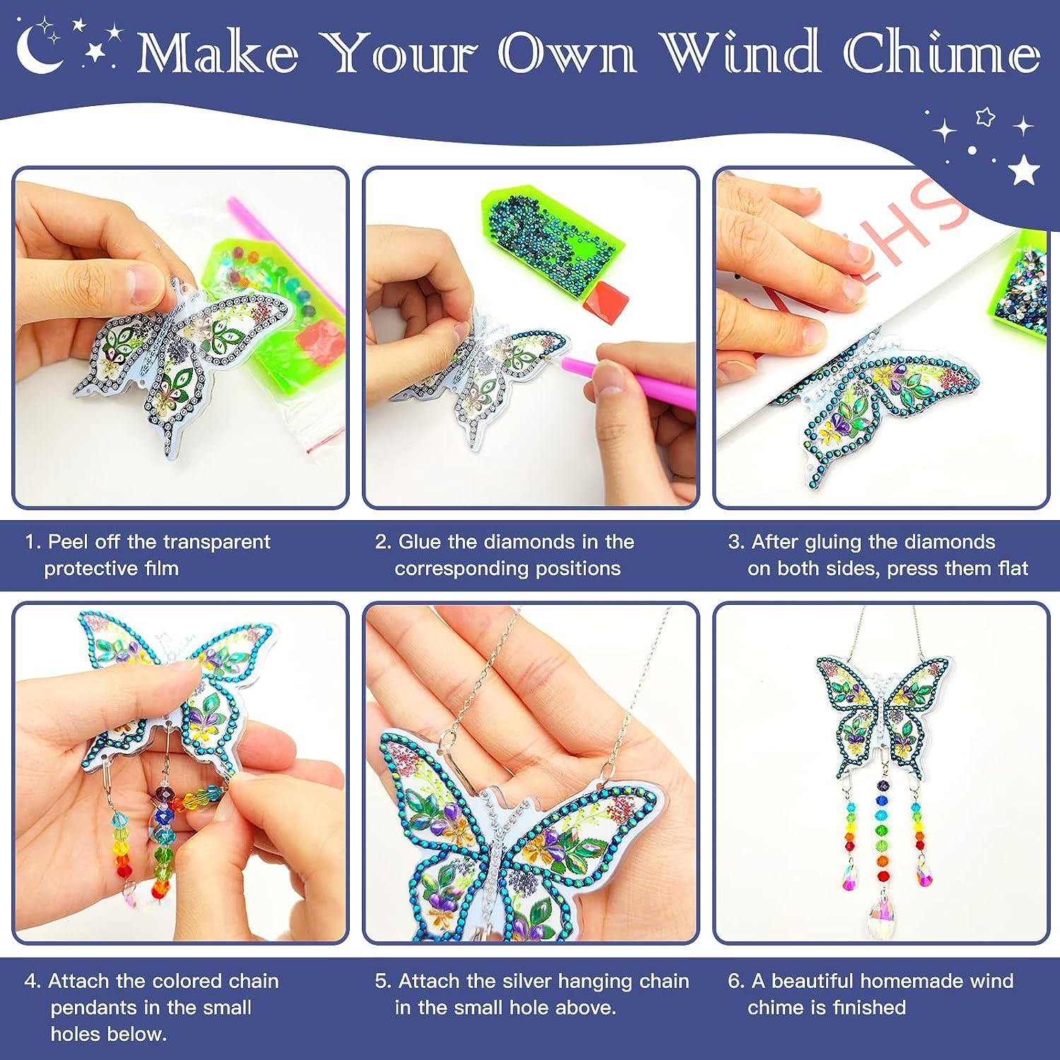 ZYNERY 2 PCS Diamond Painting Wind Chime, Diamond Painting Suncatcher Kit  Diamond Art for Adults Kids, Diamond Painting Kits Hanging Pendant for Home