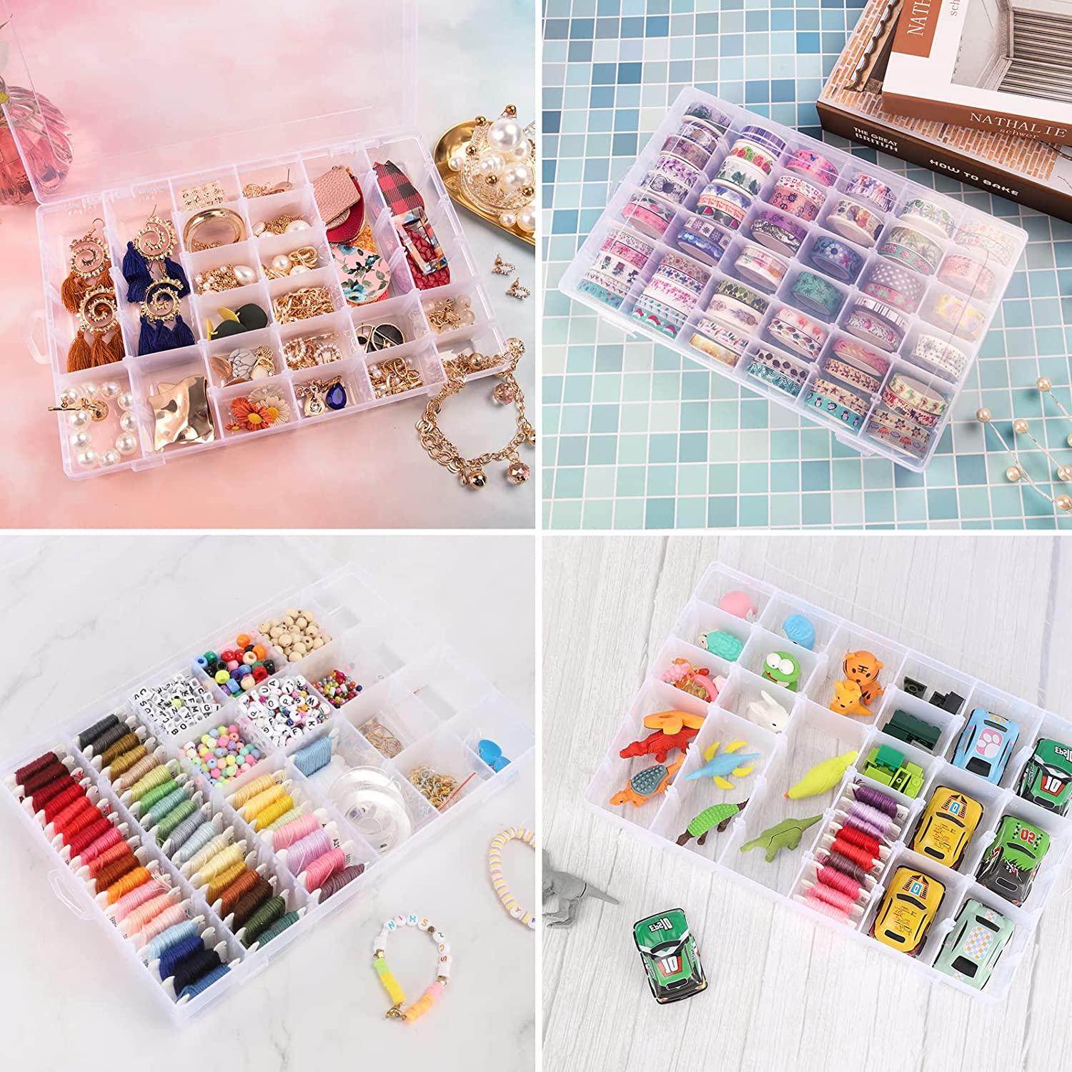  Opret 2 Pack 36 Grids Plastic Organizer Box Clear Beads Storage  Container Jewelry Box with Adjustable Dividers for Washi Tapes, Thread,  Craft and Rock Collection : Arts, Crafts & Sewing
