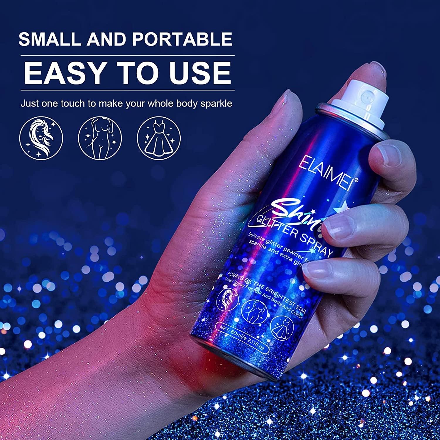 Shiny Glitter Spray, Body Glitter Spray, Hair Glitter Spray, Glitter Spray  for Hair and Body (2.11 oz) 