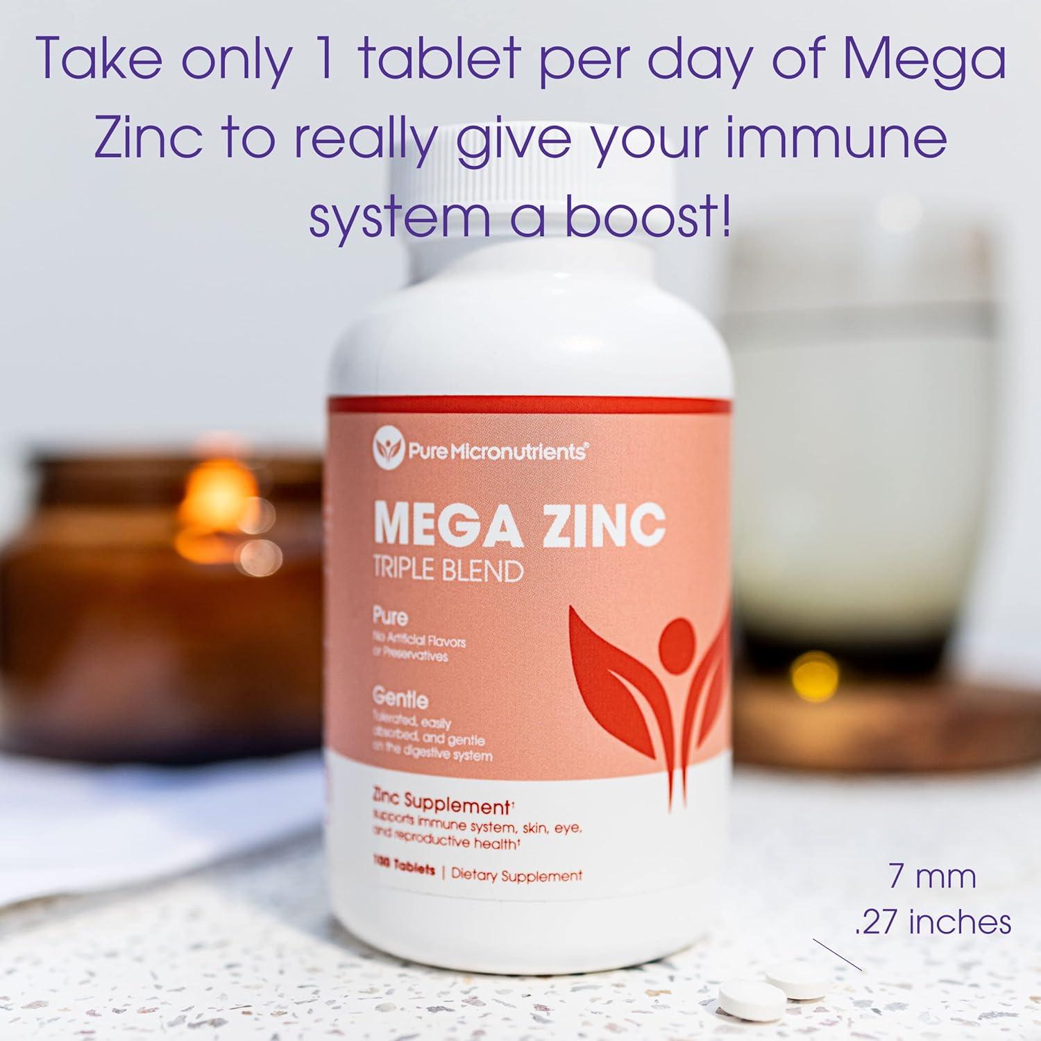 Mega Zinc Supplement 50mg 3 In 1 Zinc Complex 100 Tablets Pure Micronutrients Unflavored 4751
