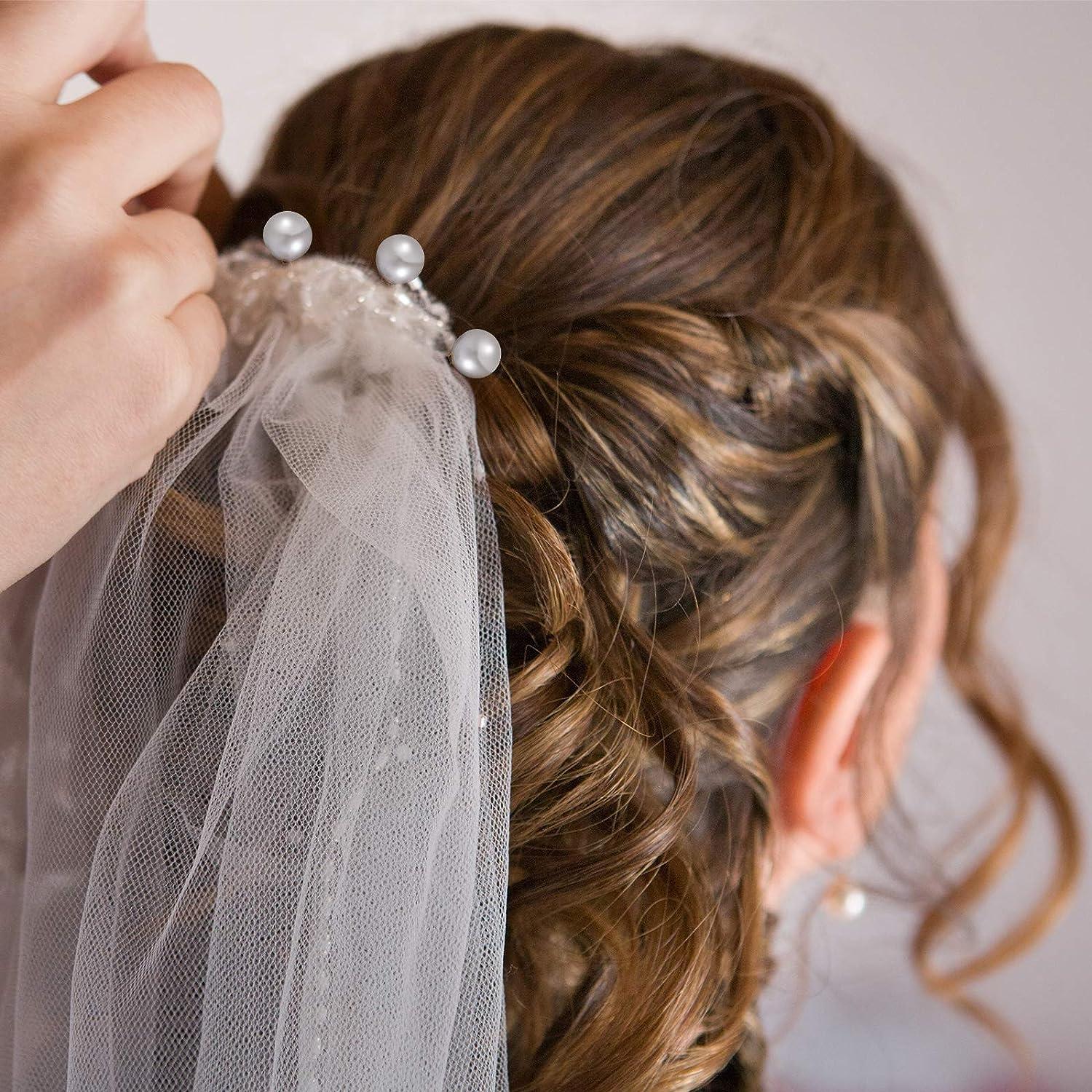 48 Pieces Wedding Pearl Hair Pins Bridal Hair Pearls U Shape Pearl