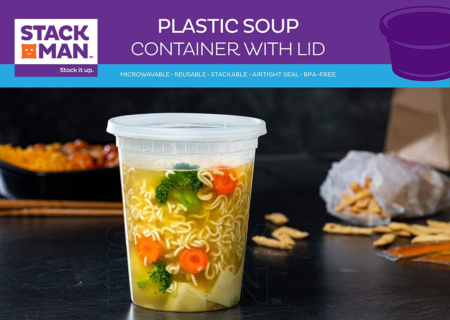 25 sets 32oz plastic soup/Food container with lids