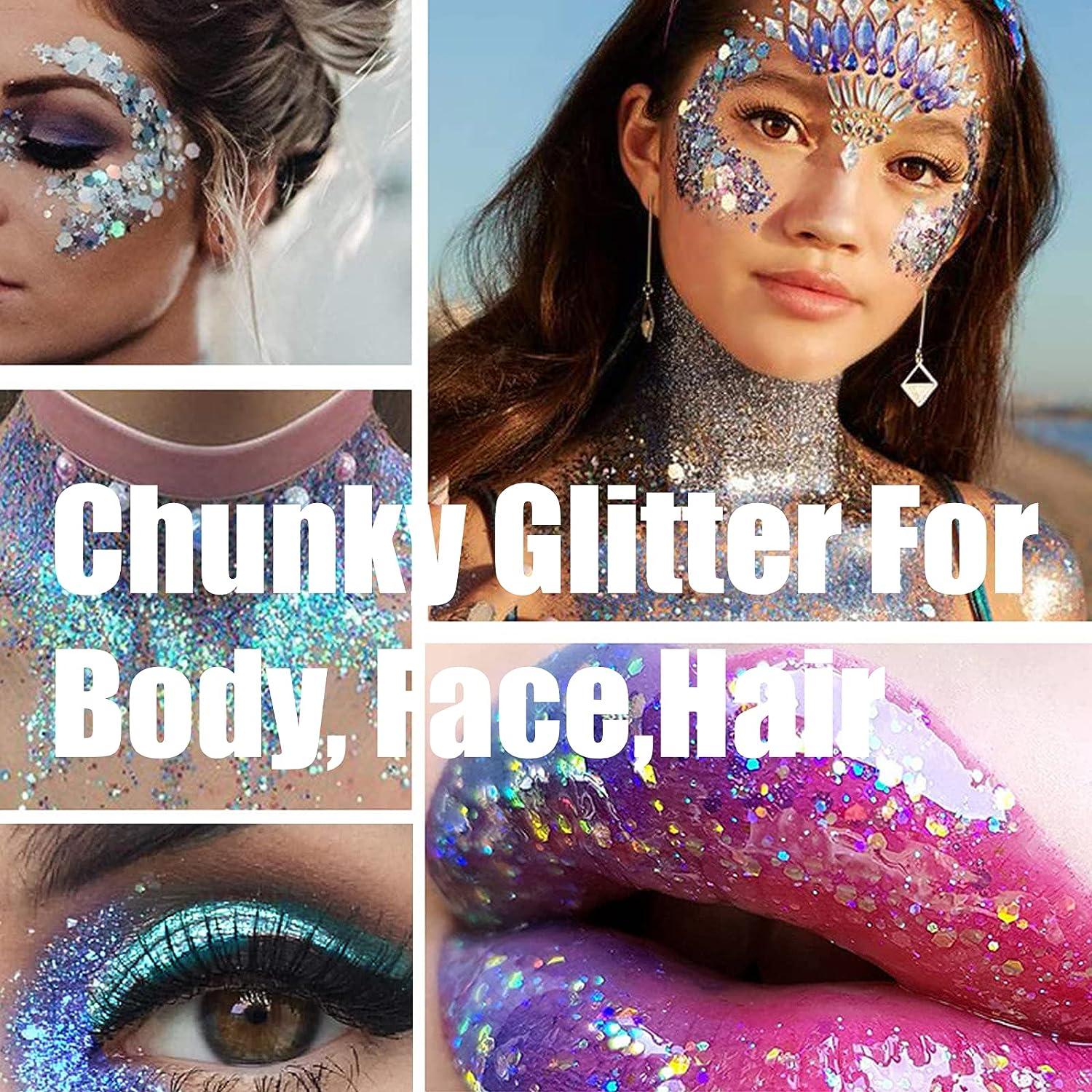 Silver Chunk Body and Face Festival Glitter
