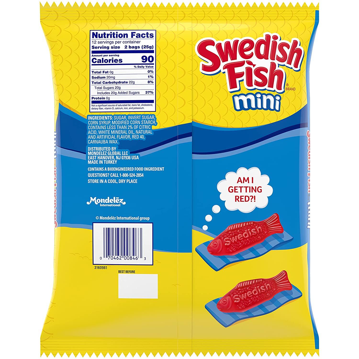 SWEDISH FISH Mini Soft & Chewy Candy, Halloween Candy, 24 Count (Pack of 6)  Mixed-Fruit 24 Count (Pack of 6)