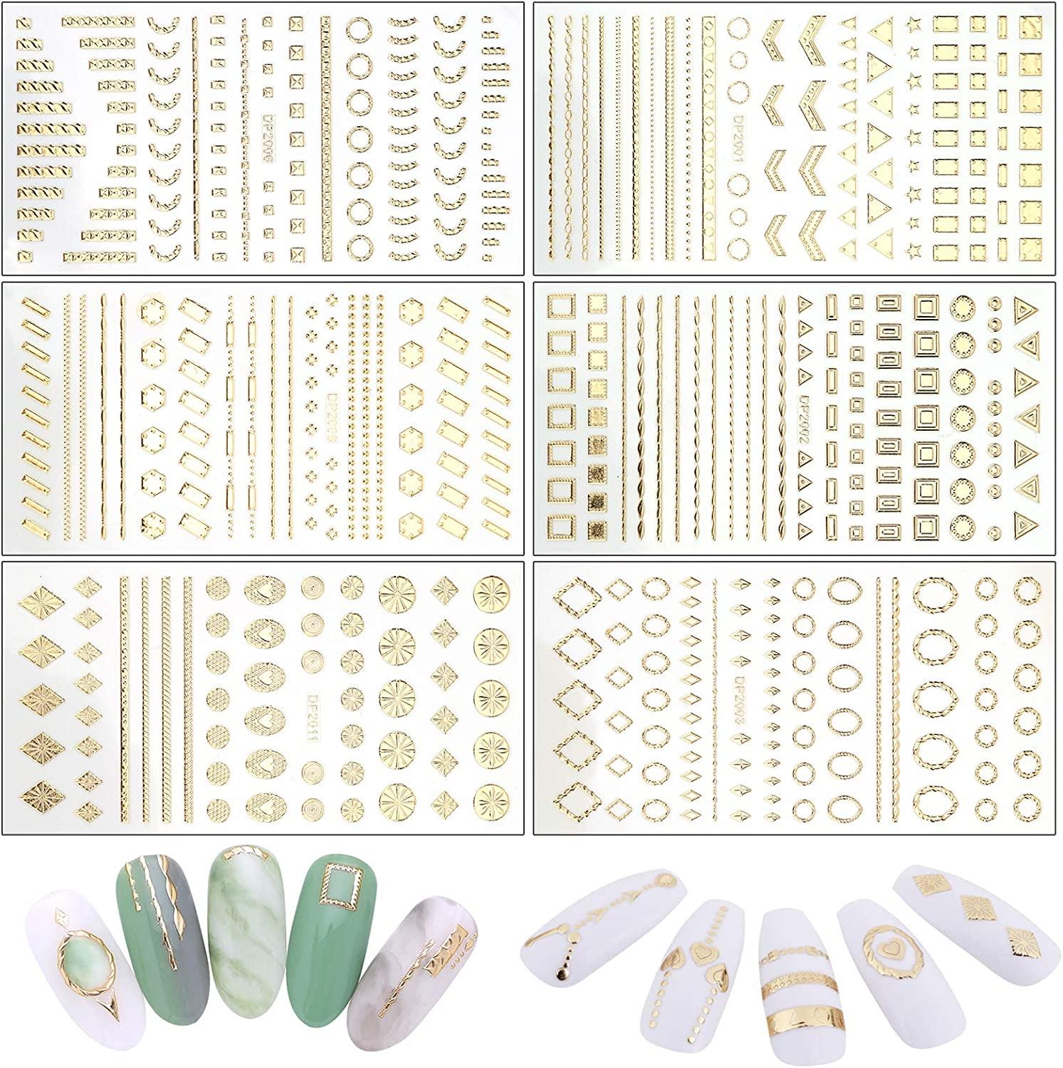 6 Sheets Golden LV Nail Stickers 2