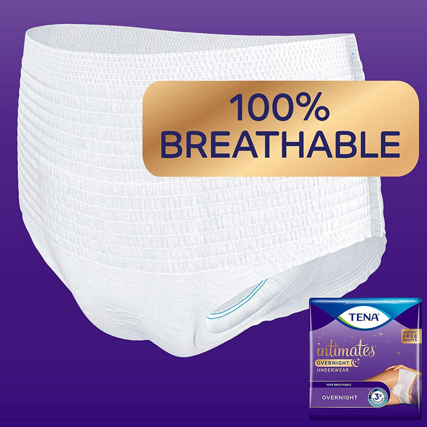 TENA Intimates Incontinence Underwear for Women, Overnight, Extra Large, 48  Count (4 Packs of 12) X-Large (Pack of 48)