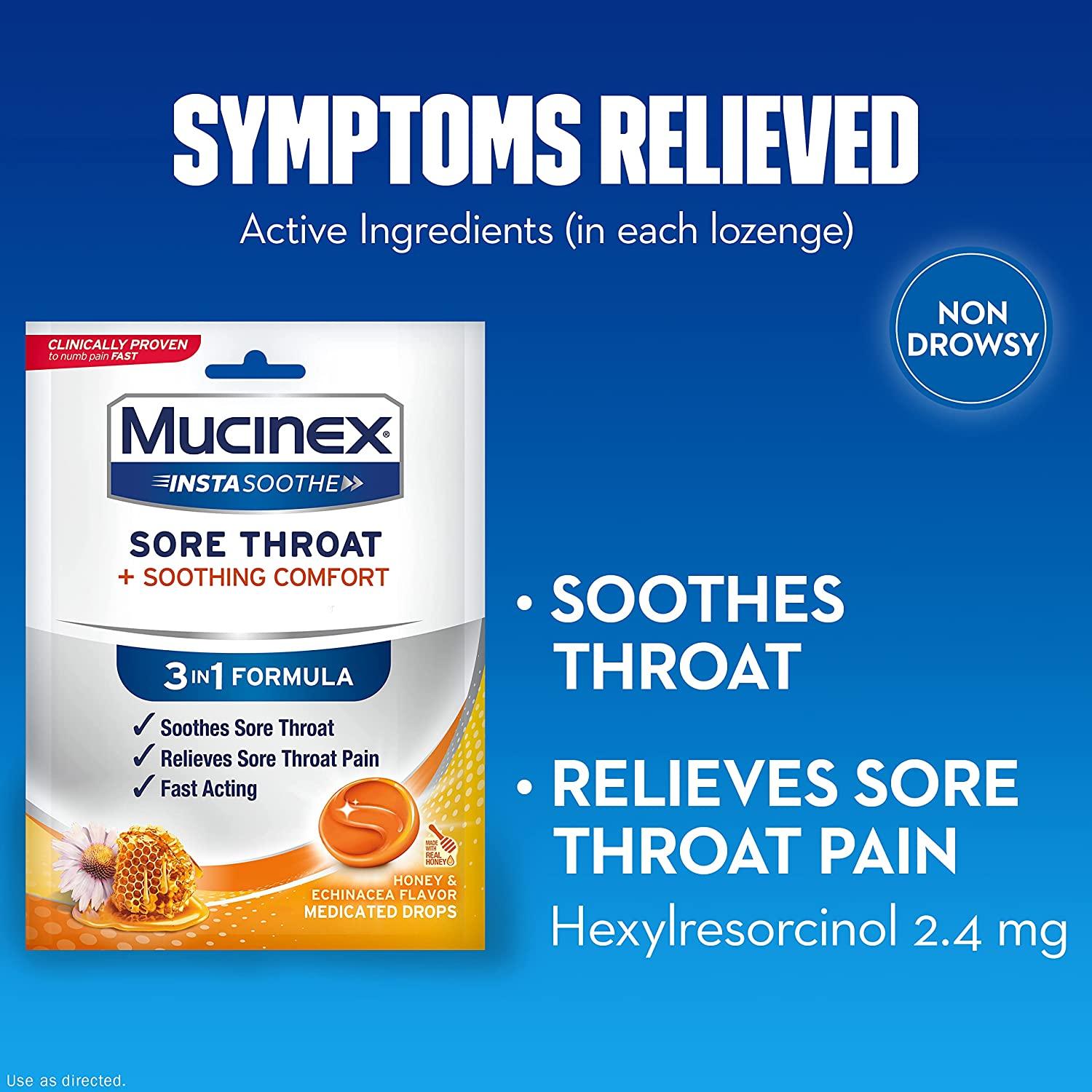 Mucinex InstaSoothe Sore Throat Drops with Honey & Echinacea Fast