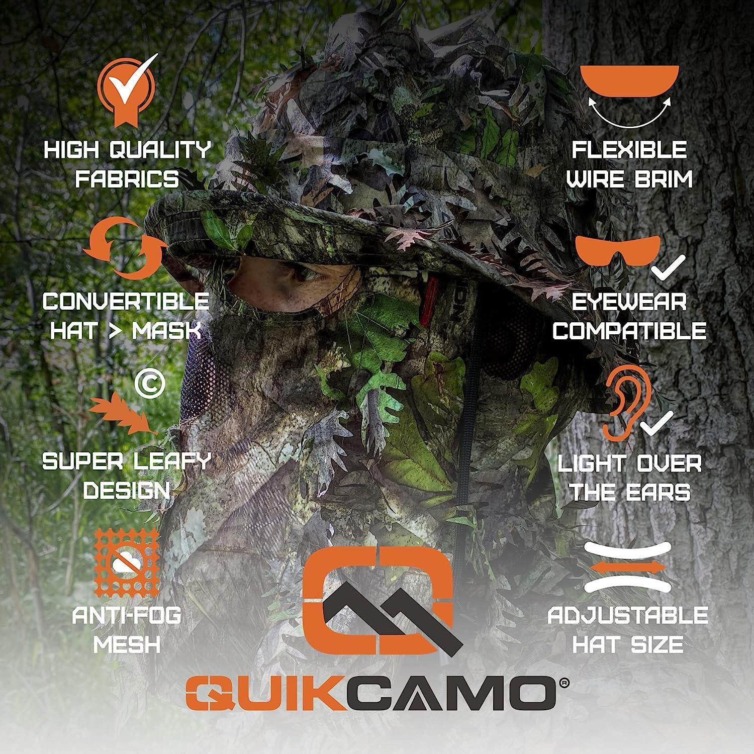 Mossy Oak and Realtree 3D Leafy Camo Bucket Hats with Face Mask – QuikCamo