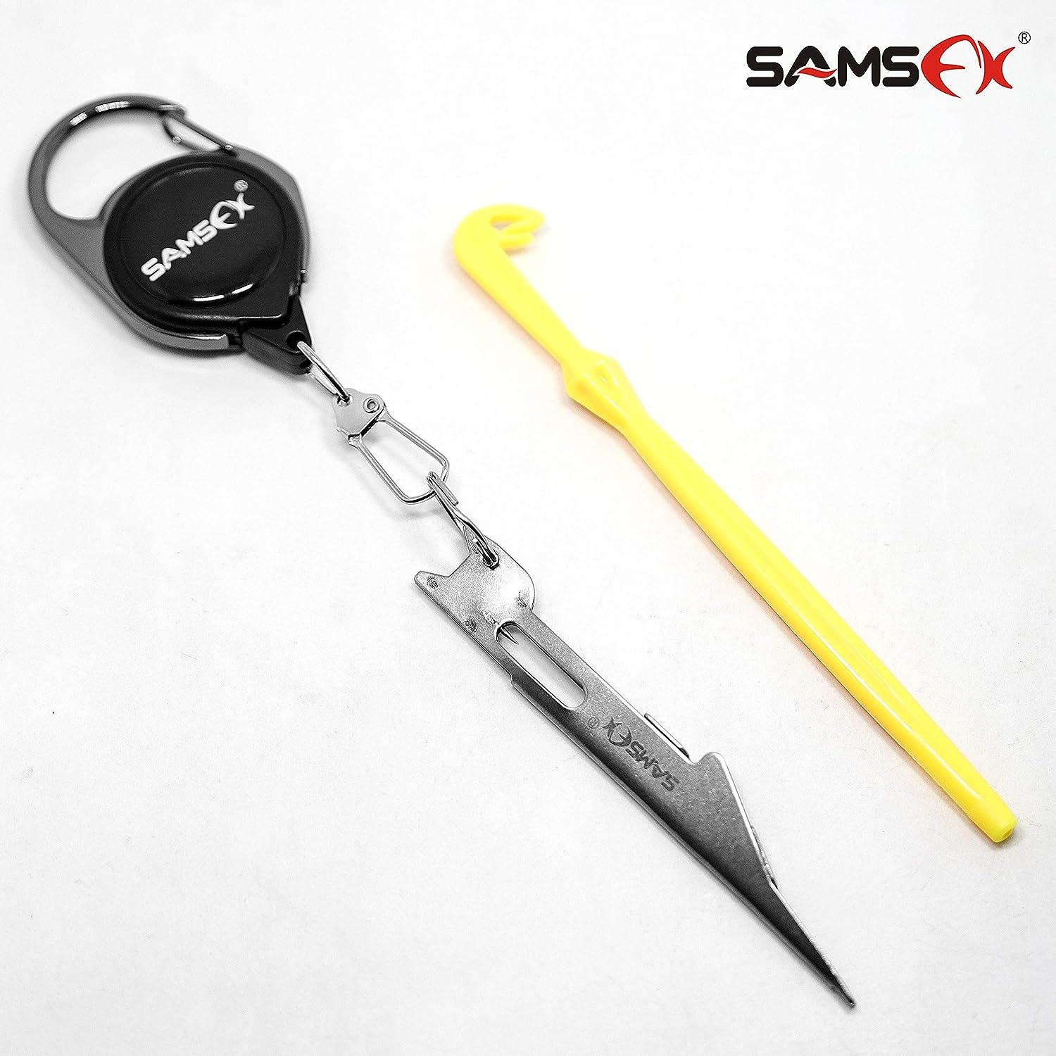 SAMSFX Fishing Quick Knot Tying Tool 3.7 Large Size 4 in 1 Mono Line  Clipper with Zinger Retractor Combo (2sets Black Knot Tool & Oval Zinger)
