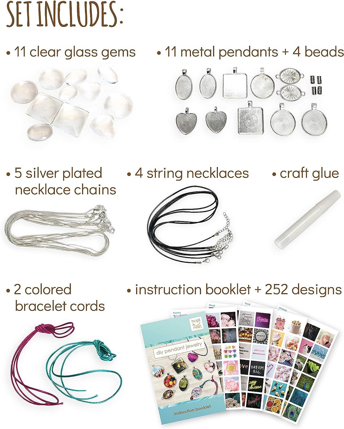 Hapinest Jewelry Making Kit for Girls Arts and Crafts Gifts Ages 8 9 10 11  12 Years Old and Teens - 11 Charm Pendants, 9 Necklaces, 2 Bracelets