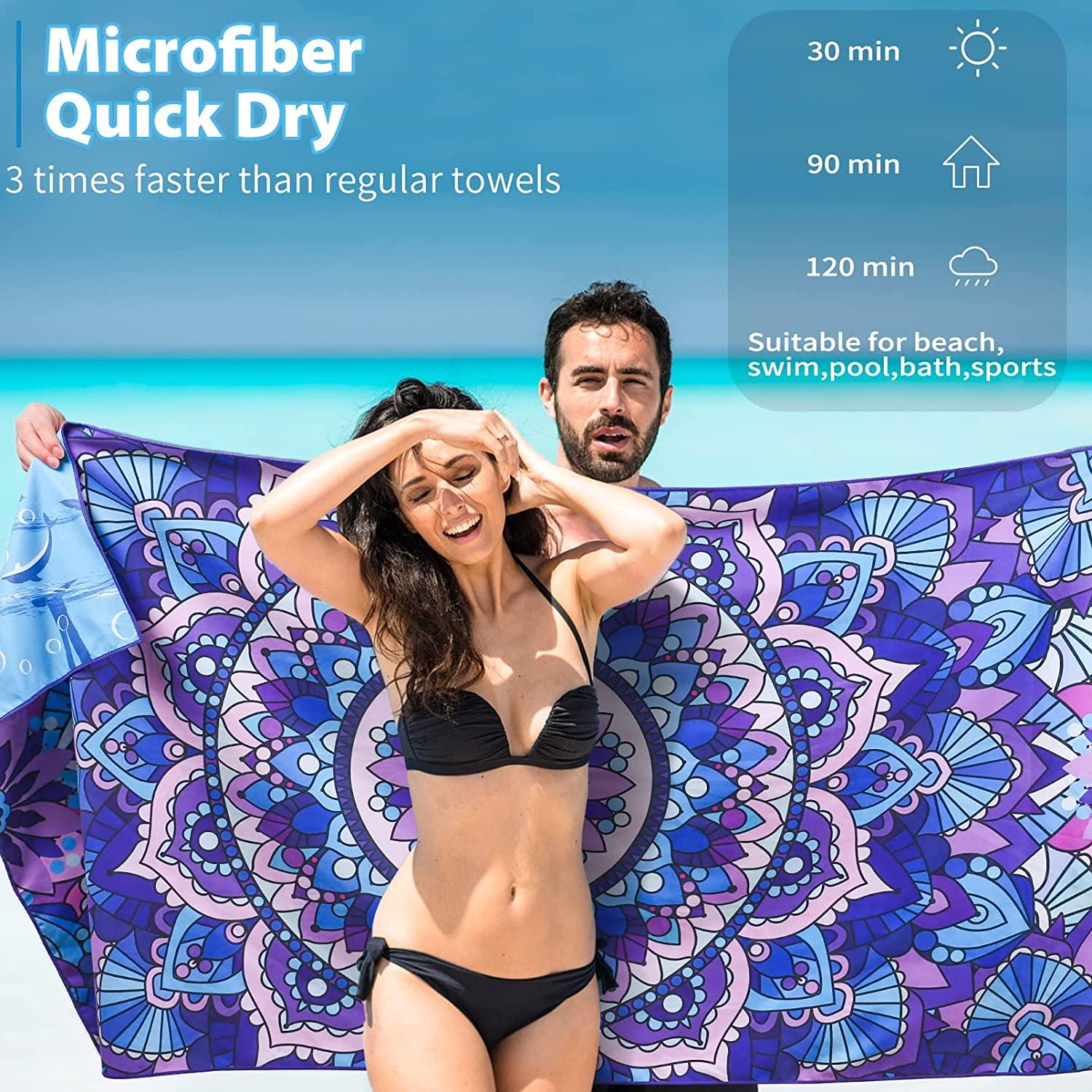 Microfiber Sand Free Beach Towel Thin Quick Fast Dry Super