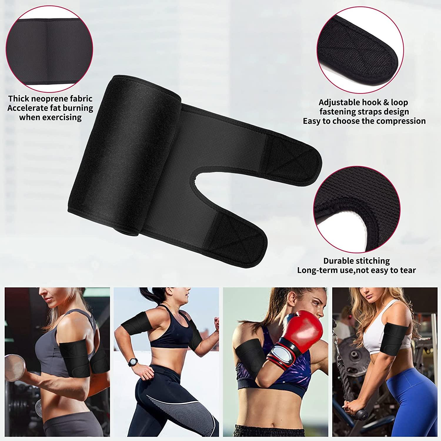 Neoprene Arm Trimmers Sauna Sweat Band for Women Men Weight Loss Compression  Body Wraps Sport Workout Exercise(a pair) Black Arm Trainers
