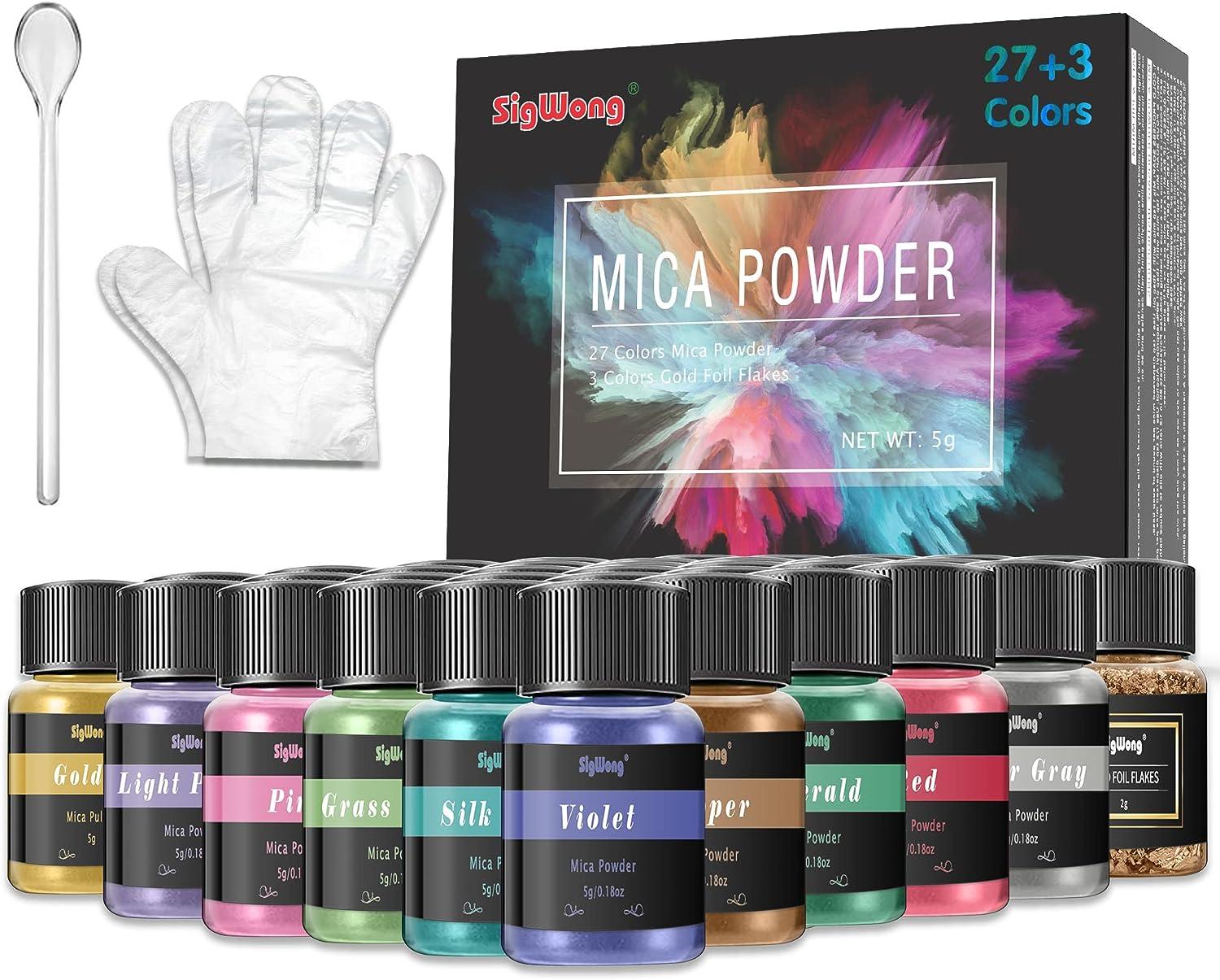 30 Colors Mica Powder, Natural Pigment Powder for Epoxy Resin, Lip Gloss,  Eye Shadow, Paint, Dye, Soap Making, Nail Polish, Candle Making, Bath Bombs